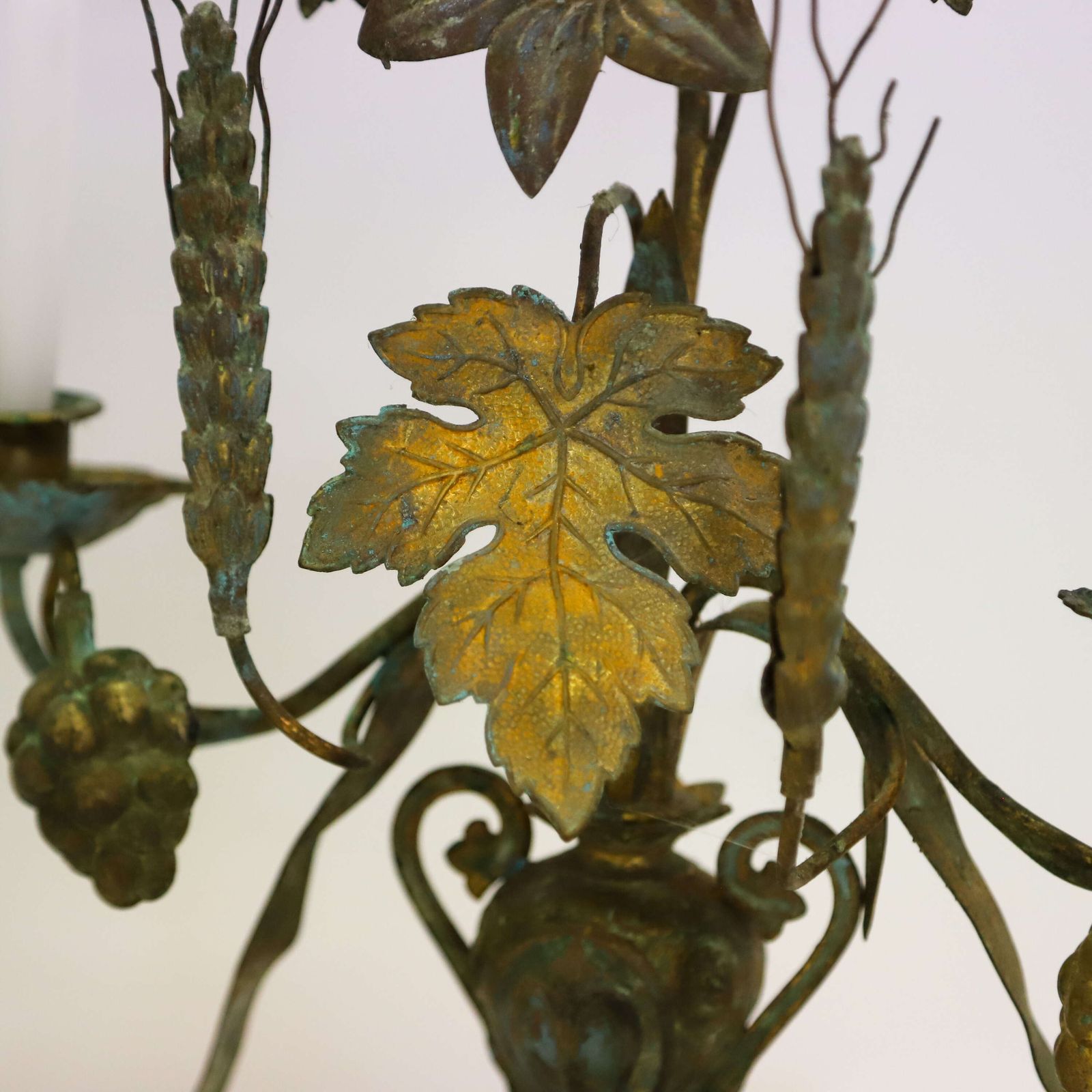 499.0 Pair Of 19th Century French Gilt Church Candelabra With Wheat & Grapes, C.1850 1890 photo