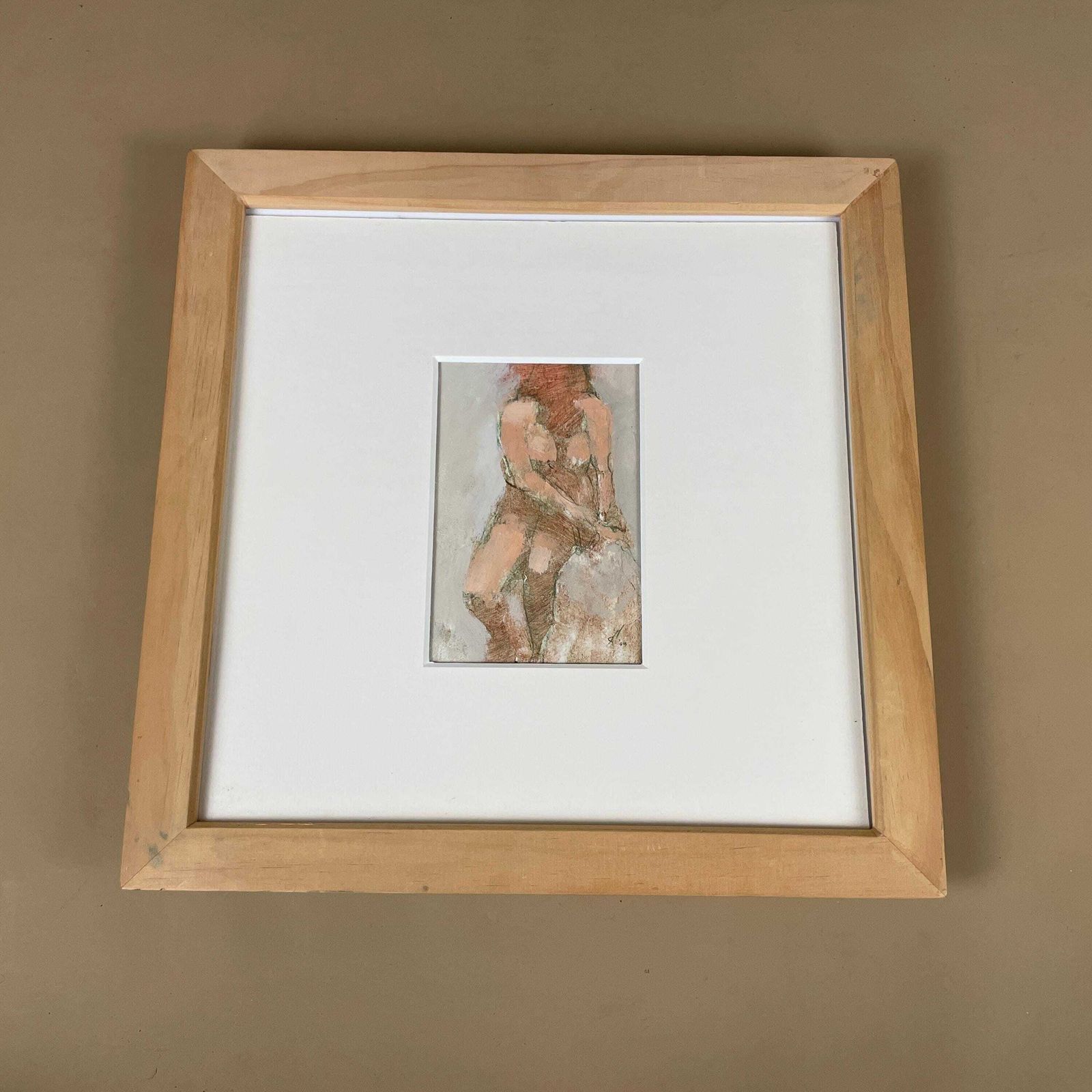 Original Oil On Paper Nude Figure Study Mark Sutherland Nude On A Rock Painting Framed Figurative Interior Wall Piece Modern Picture photo furniture