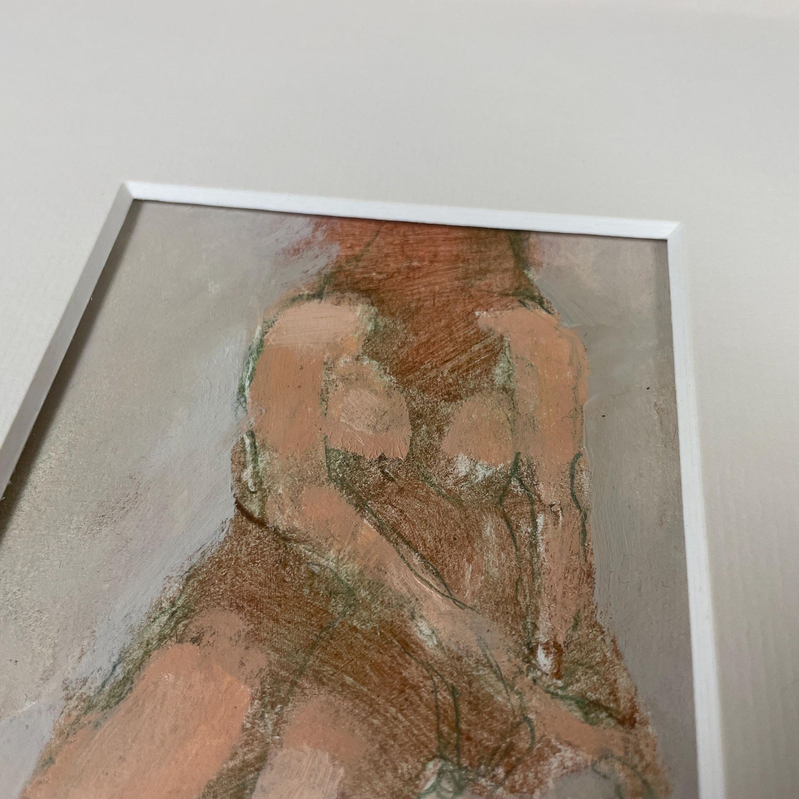 Original Oil On Paper Nude Figure Study Mark Sutherland Nude On A Rock Painting Framed Figurative Interior Wall Piece Modern Picture photo buy
