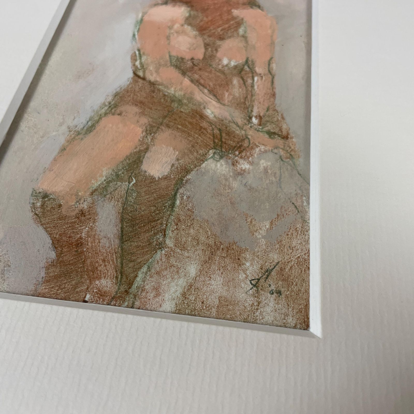 Original Oil On Paper Nude Figure Study Mark Sutherland Nude On A Rock Painting Framed Figurative Interior Wall Piece Modern Picture photo vintage
