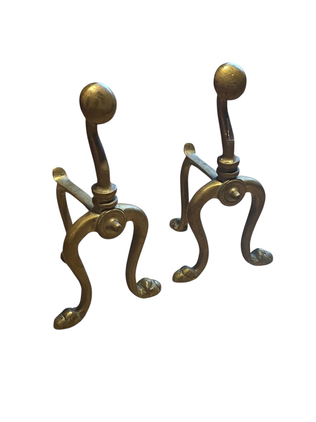 Antique Brass Fire Dogs, 1800s photo 95.0