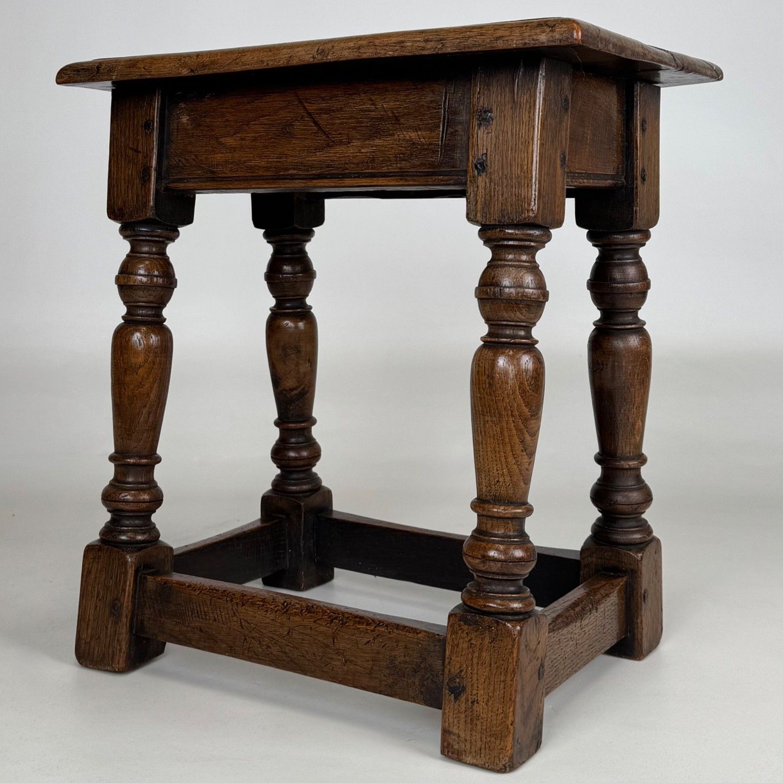 Antique 19th Century Good Quality Joint Oak Stool photo vinterior