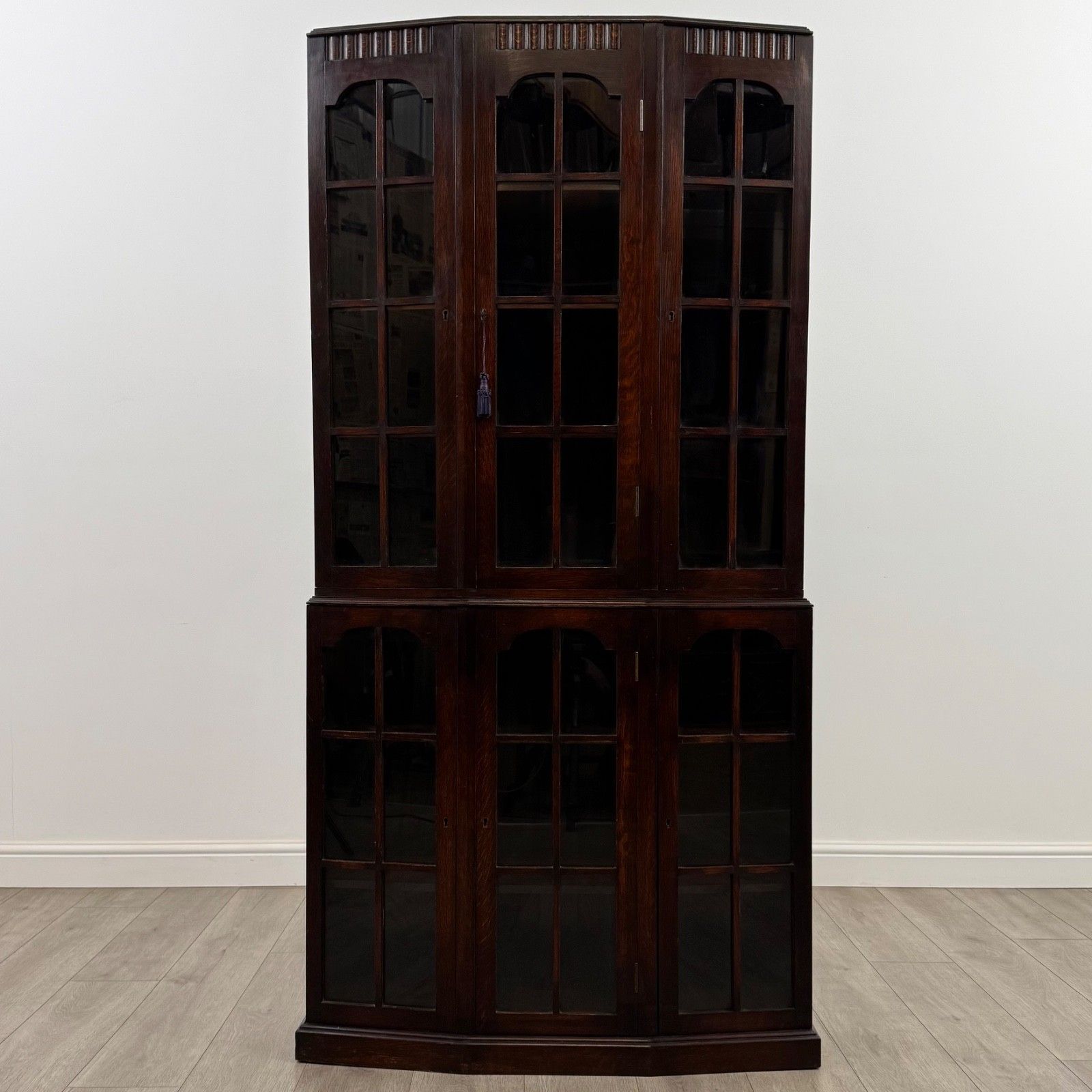 Antique 20th Century Good Quality Display Cabinet In Oak