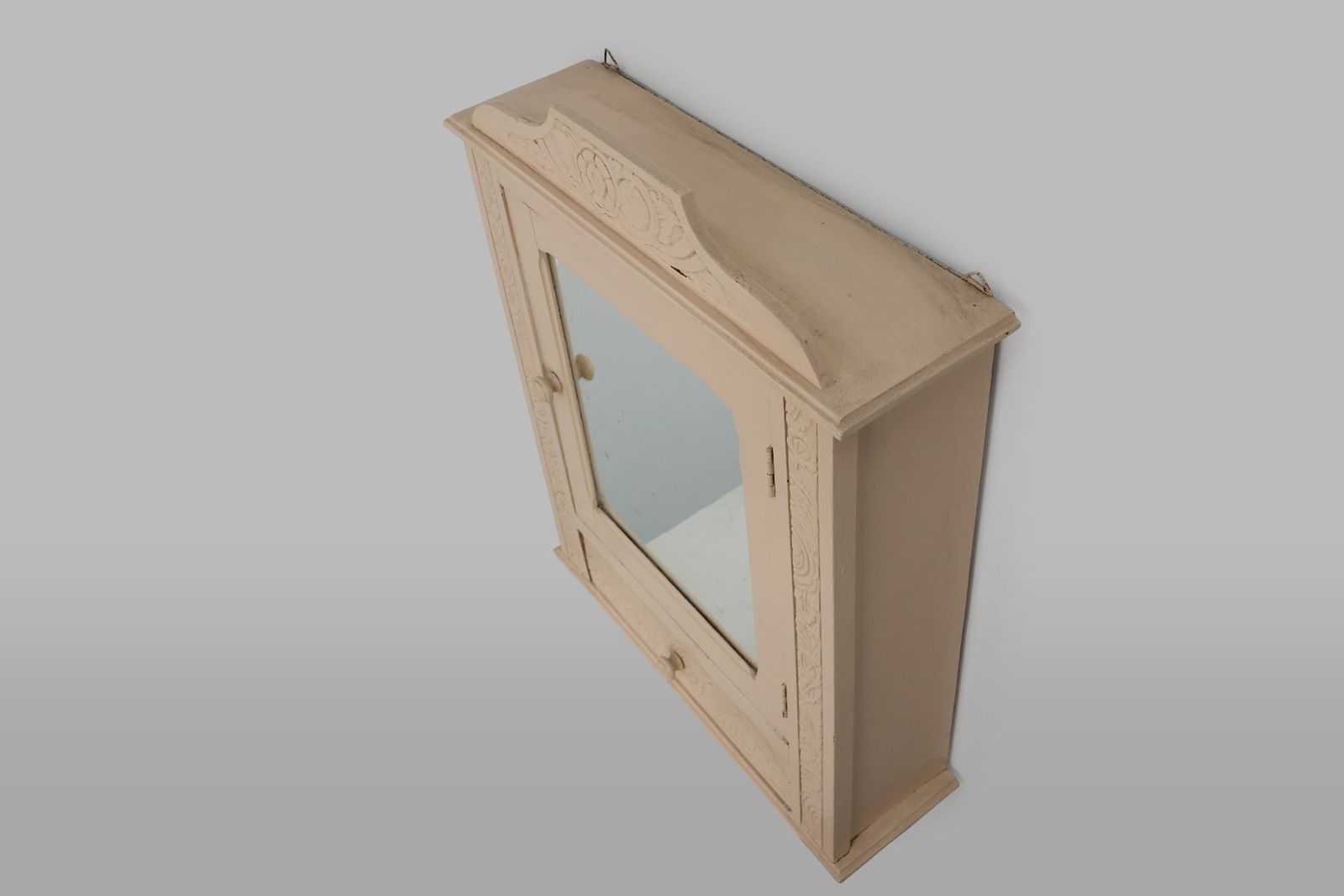 Furniture Art Deco French Shaving Cabinet In Wood With Mirror, 1930s photo