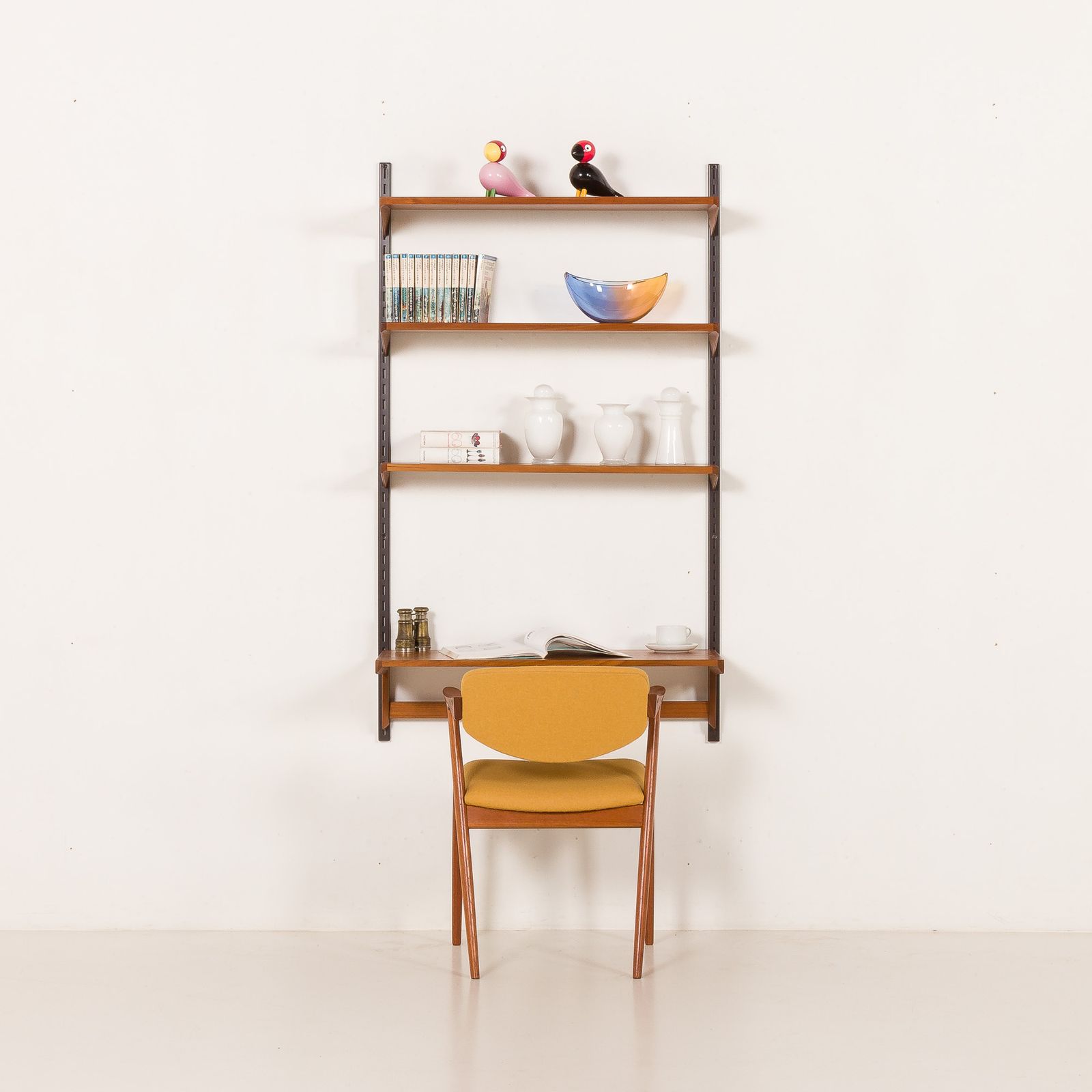 Kai Kristiansen Minimalist Shelving Unit With A Desk, Fm Mobler, 1960s photo furniture