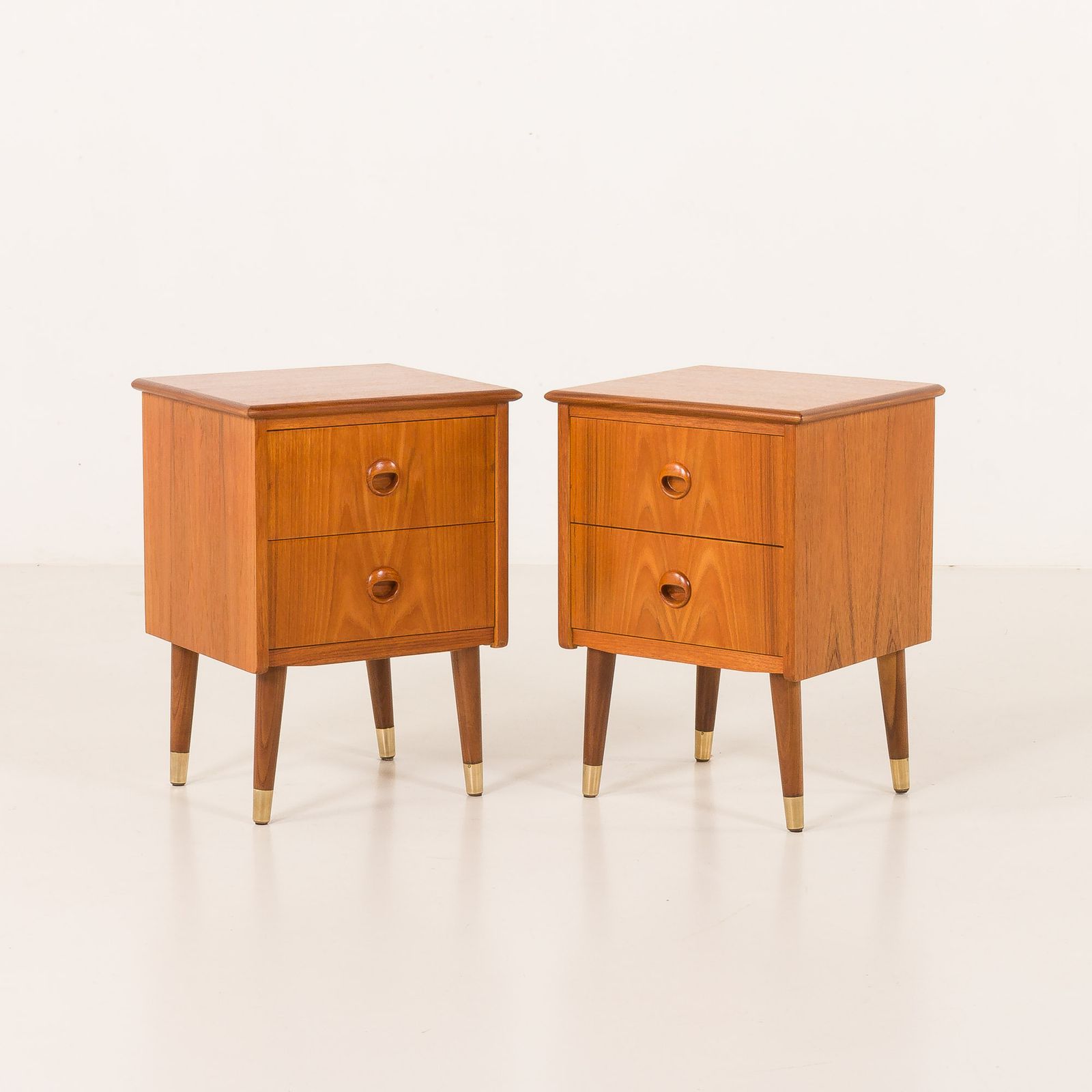 Danish Mid Century Teak Night Stands, Bedside Tables, Set Of 2, 1950s photo furniture
