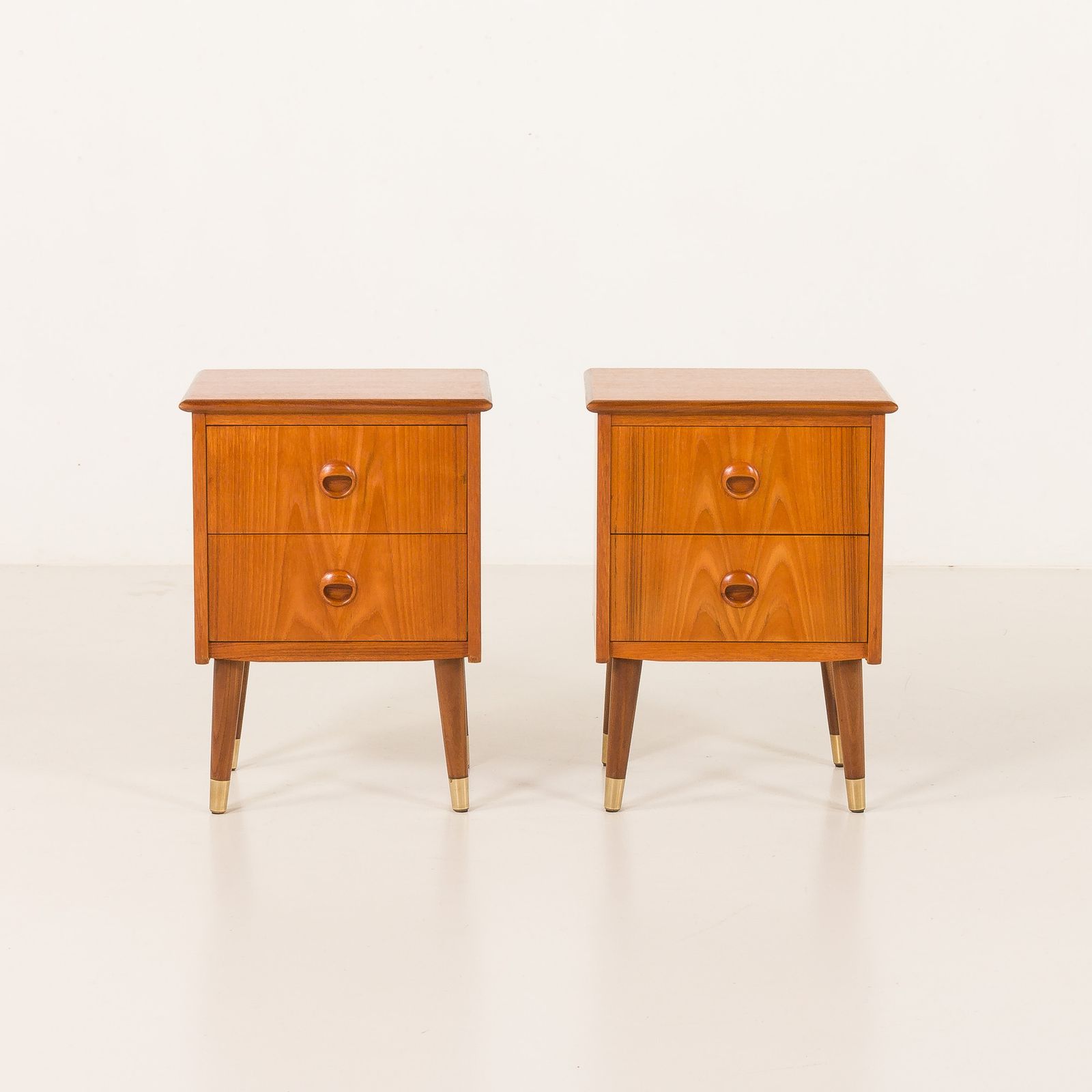 Danish Mid Century Teak Night Stands, Bedside Tables, Set Of 2, 1950s photo for sale