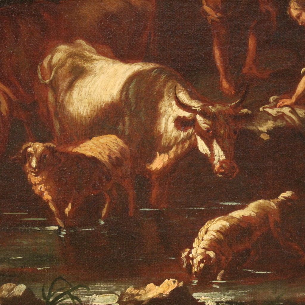 Art Painting Of The Roman School Of The 17th Century, Landscape With Pastoral Scene photo
