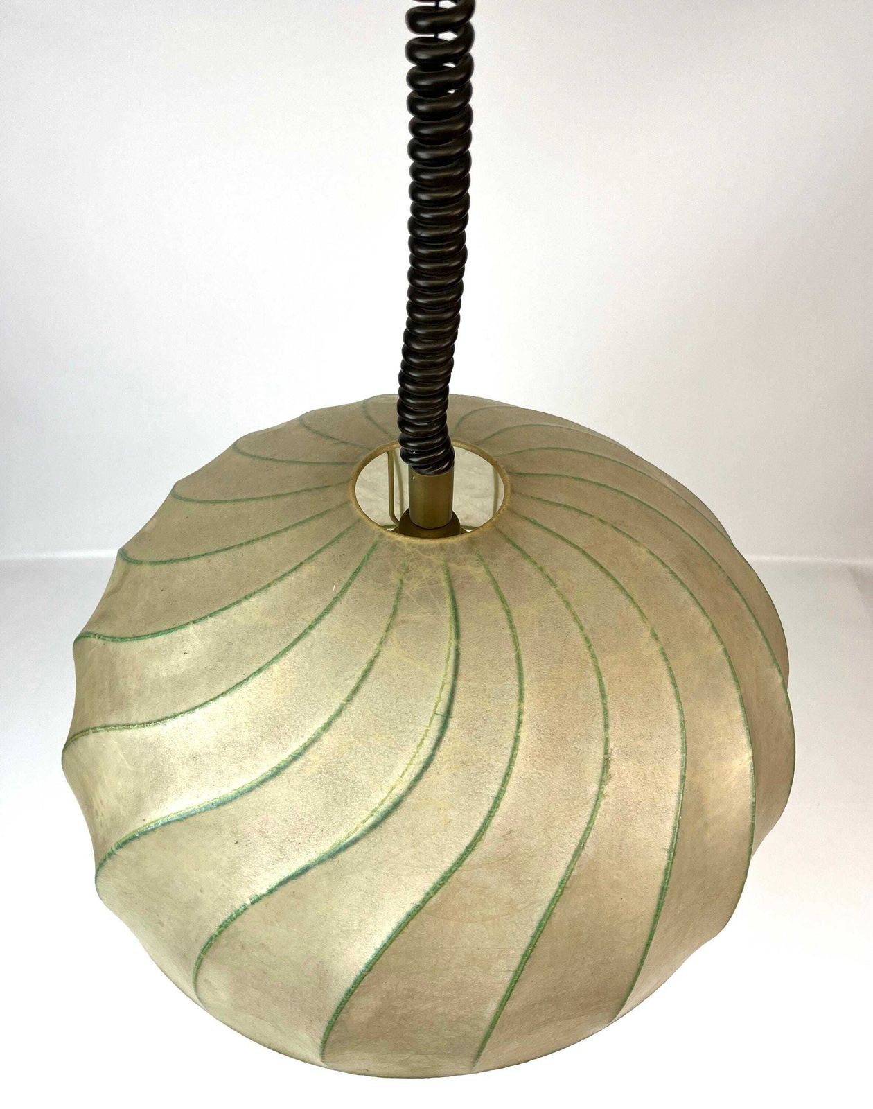 Very Rare Mid Century Swirl Cocoon Pendant Lamp By Goldkant Castiglioni Age photo Lighting