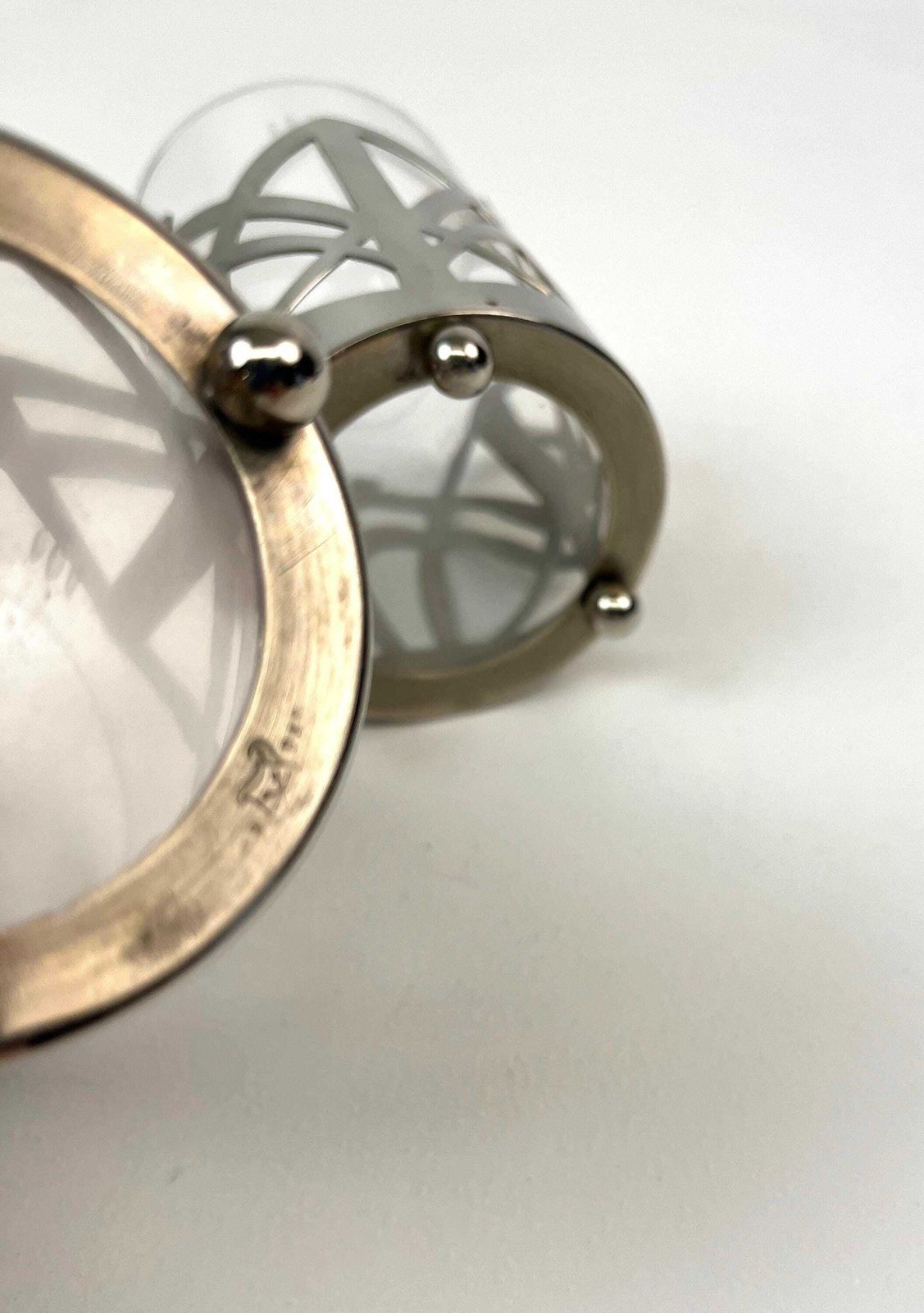 Stunning Avant Garde Pair Of Bauhaus Art Deco Tea & Coffee Glass Cups In Silver Plated Holders photo vintage