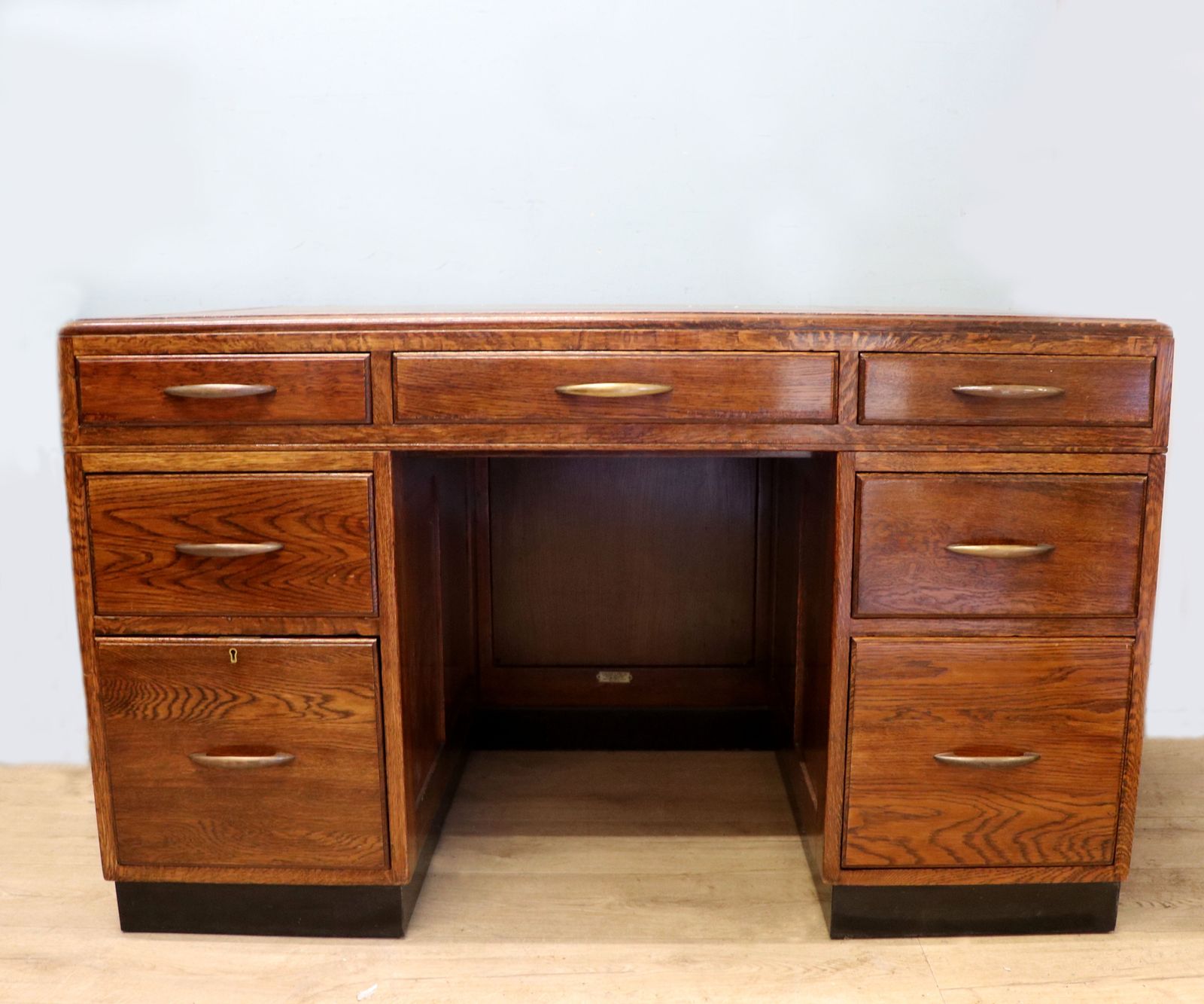 A Superb, Bold, Early Mid Century Oak Office Desk. photo furniture