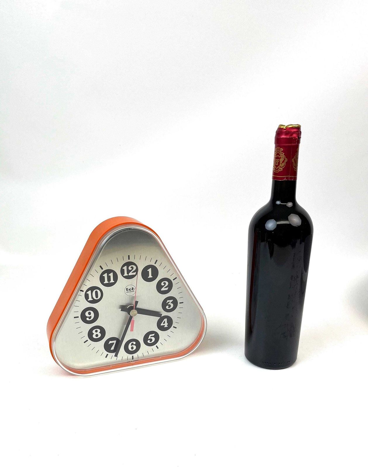 Very Rare Mid Century Orange Space Age Wall Clock By Bob International photo buy