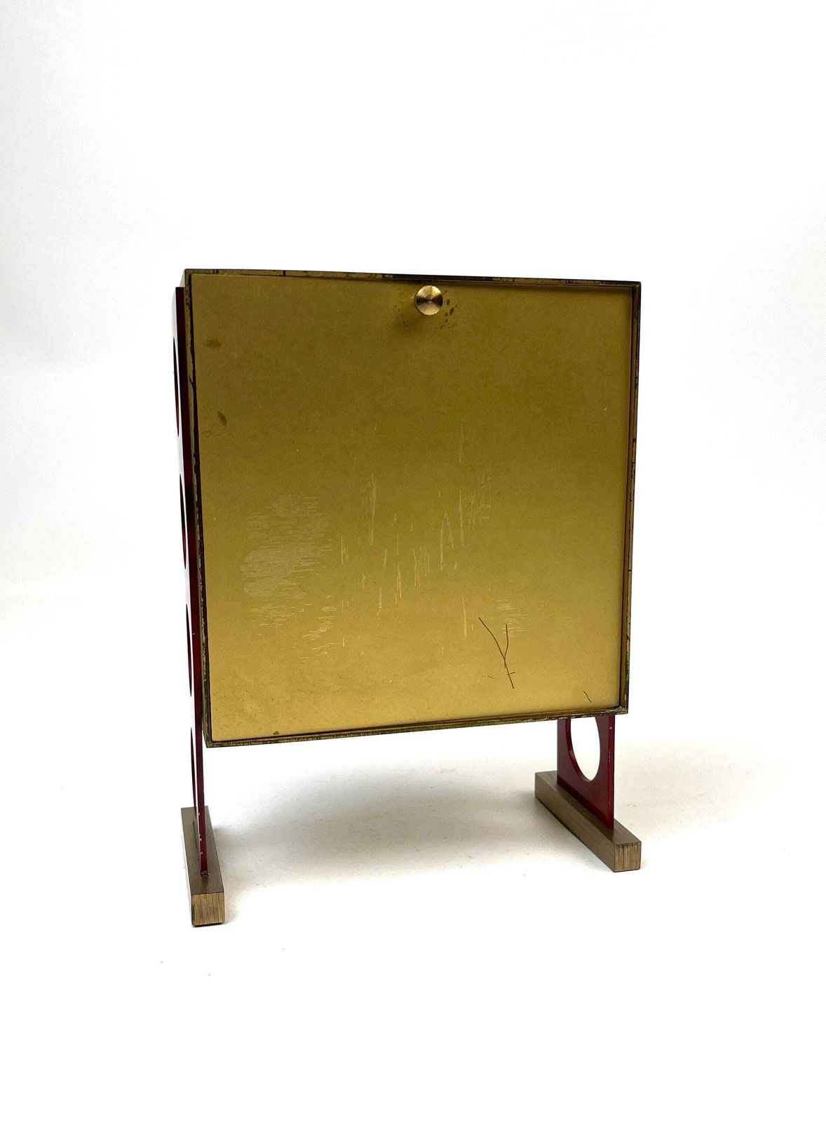 photo furniture Very Rare Space Age Solid Brass Cubist Mid Century Desk Clock By Urgos Germany 1970