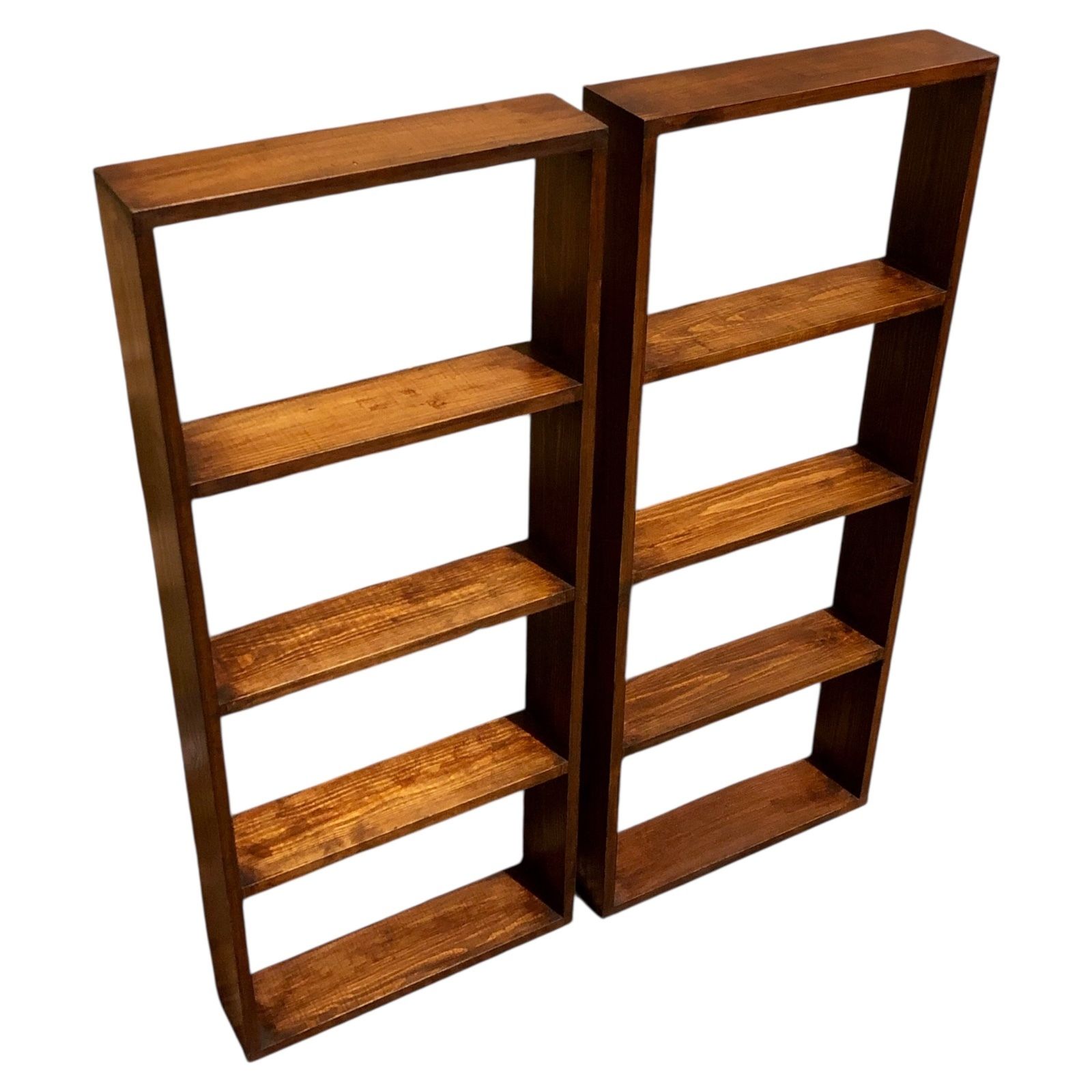 Handsome Pair Of Vintage Pine Shelves Or Spice Racks
