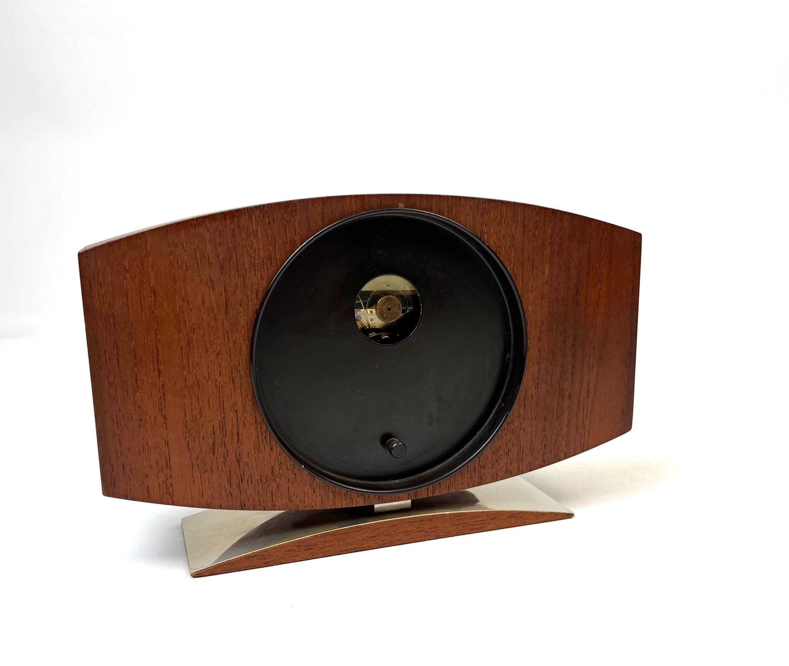 photo furniture Rare Mid Century Teak & Chrome Minimalist Desk Clock By Junghans Eames Max Bill Age