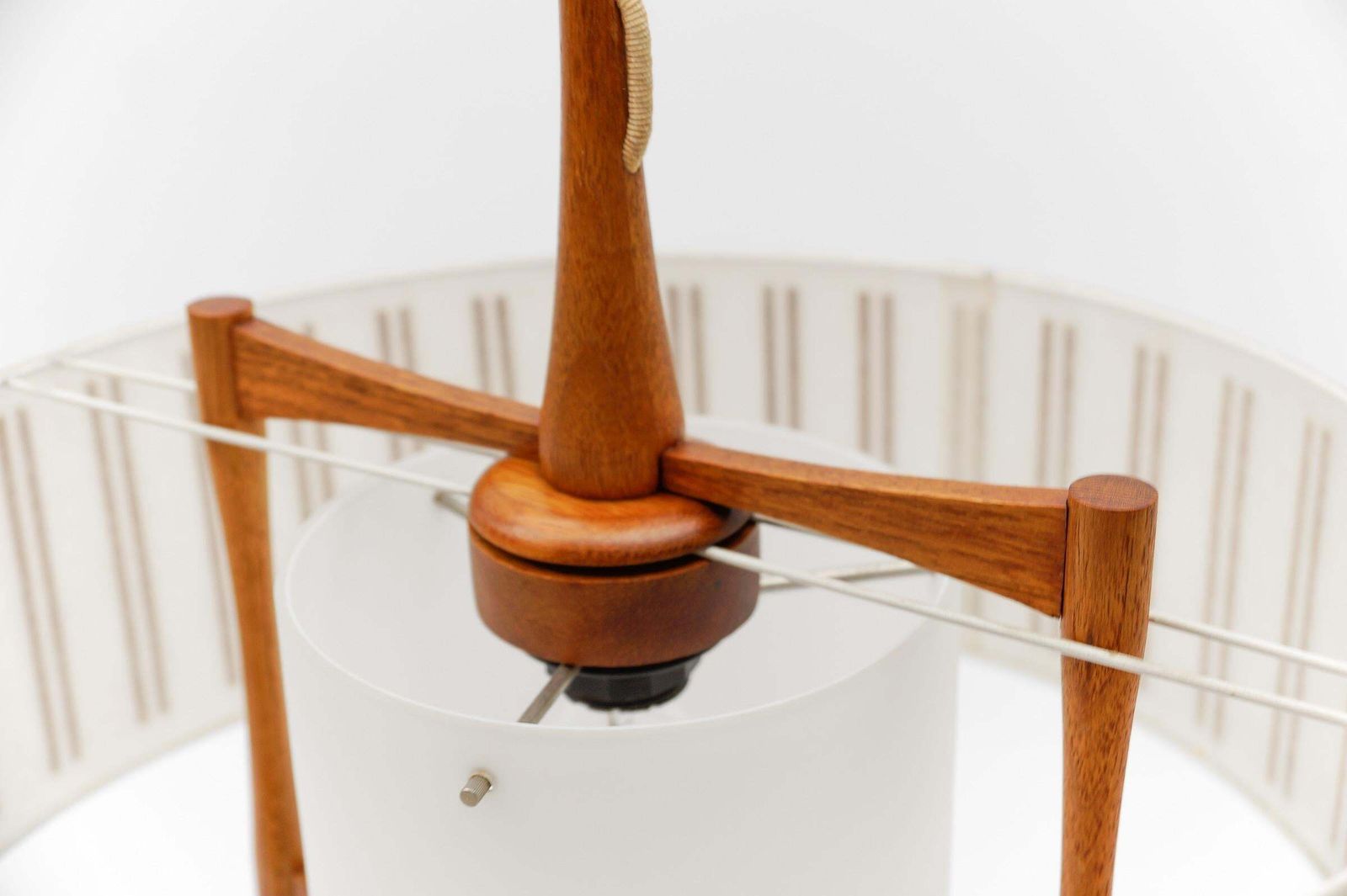 photo vinterior Beautiful Adjustable Japanese Style Ceiling Lamp Made Of Teak Wood By Temde Swiss, 1960s
