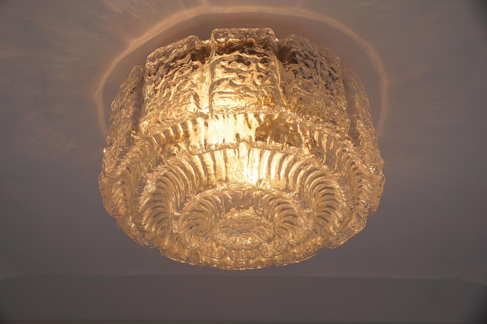 Large Glass Wall Lamp With Bubble Structure / Recessed Mounting By Limburg, 1960s Germany photo for sale