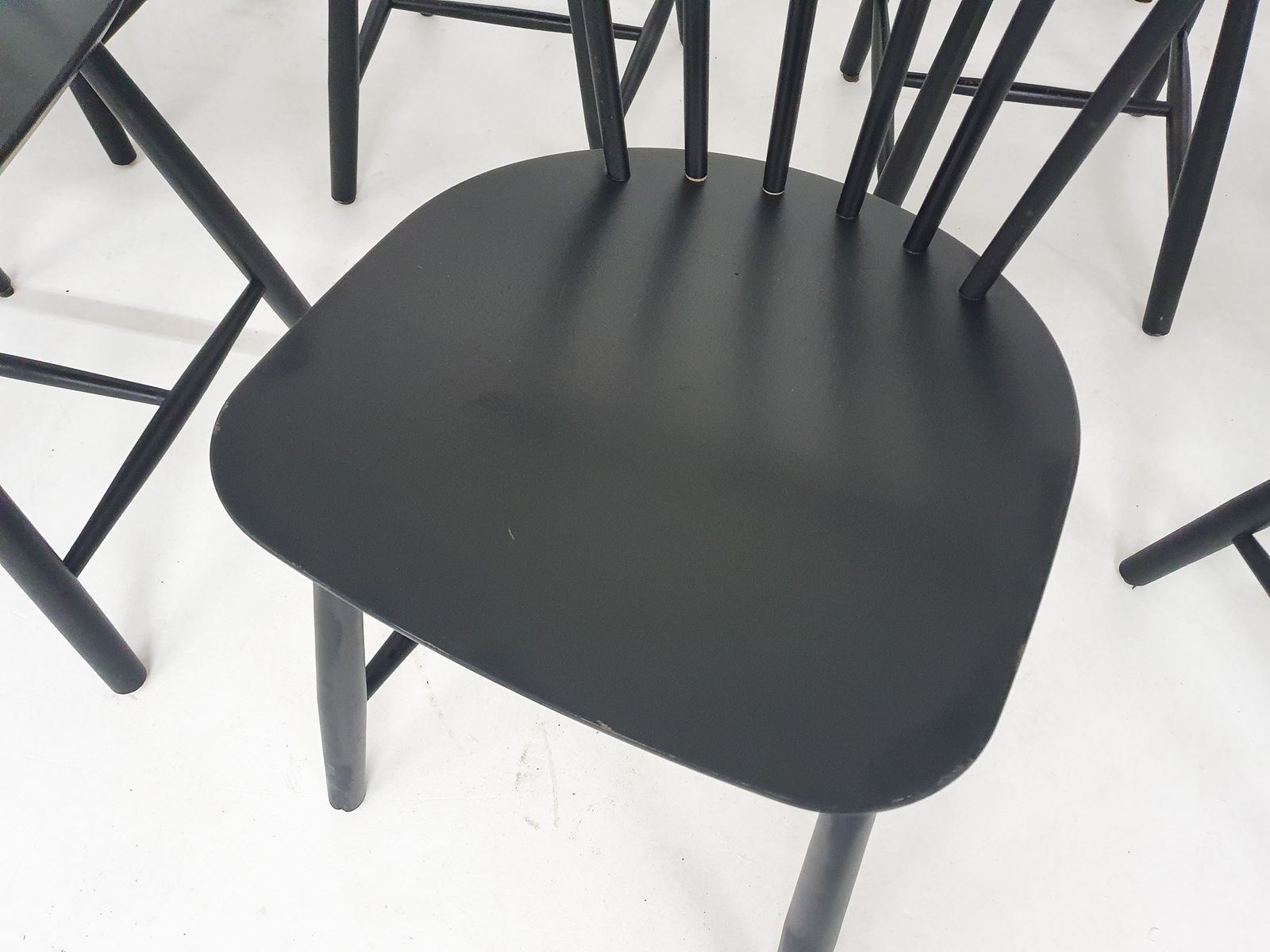 photo furniture Poul M. Volther J46 Spindle Back Chairs For Fdb Mobler, Denmark, 1956