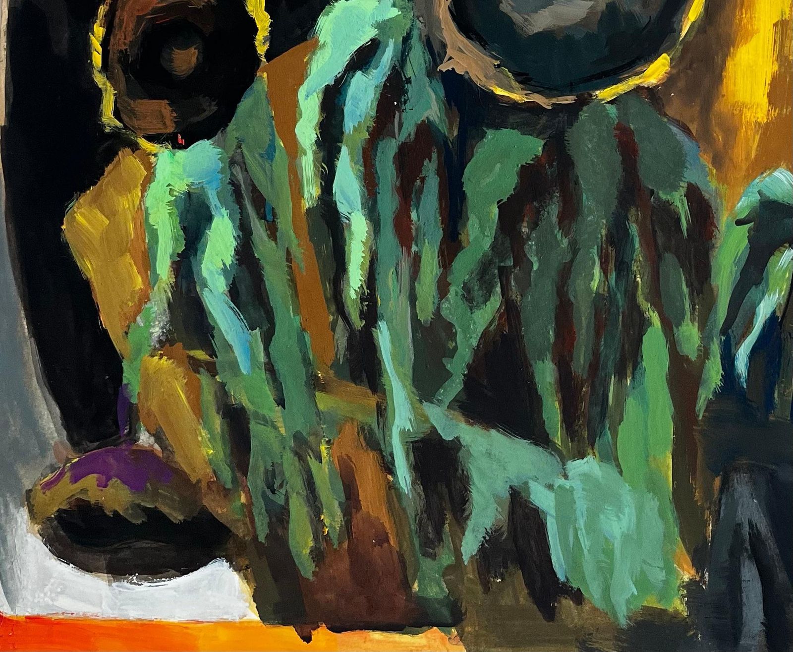 Guy Nicod Abstract Sunflowers Still Life French Modernist Gouache Painting photo 600.0