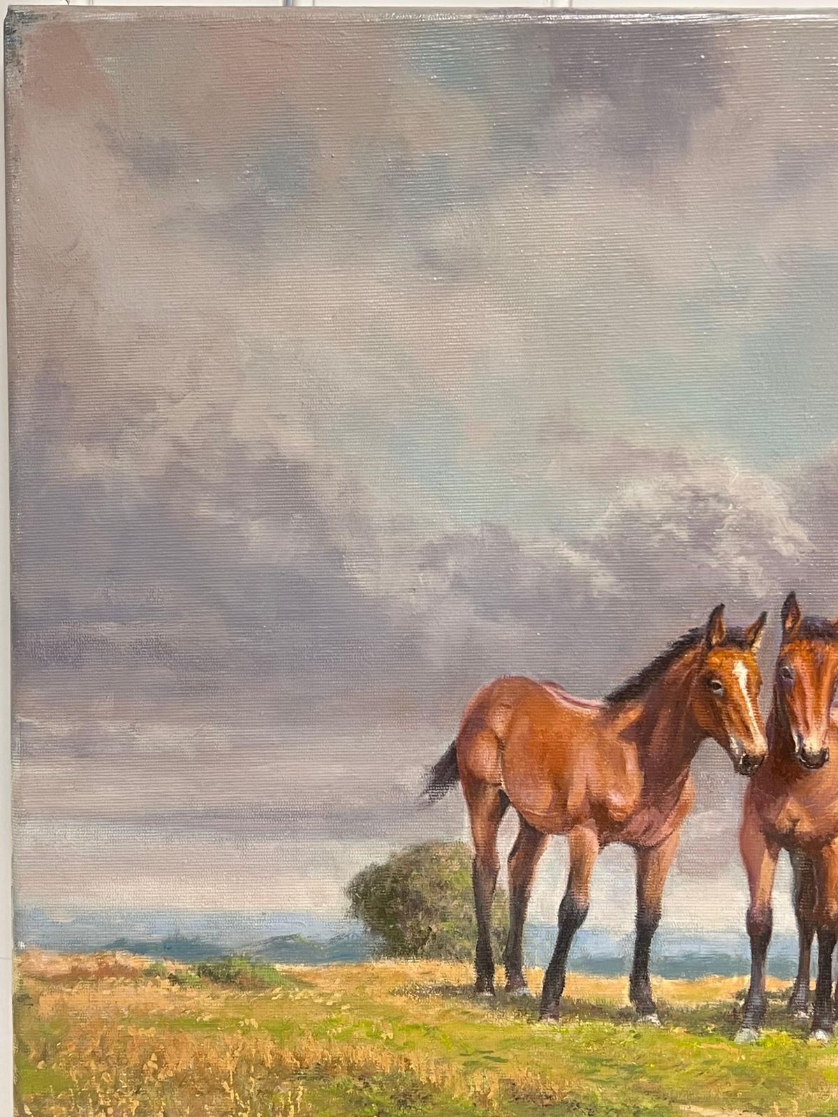 Frank Wright Ponies On Dartmoor Vintage 20th Century English Signed Oil Painting photo vinterior
