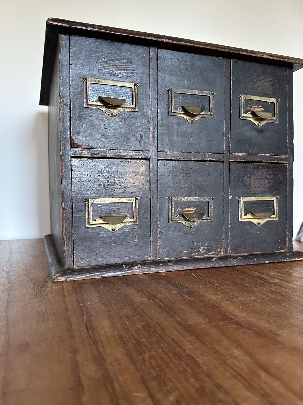 Haberdashery Apothecary Industrial Index Card Cabinet Merchants Chest Ebonised Drawers photo vinterior
