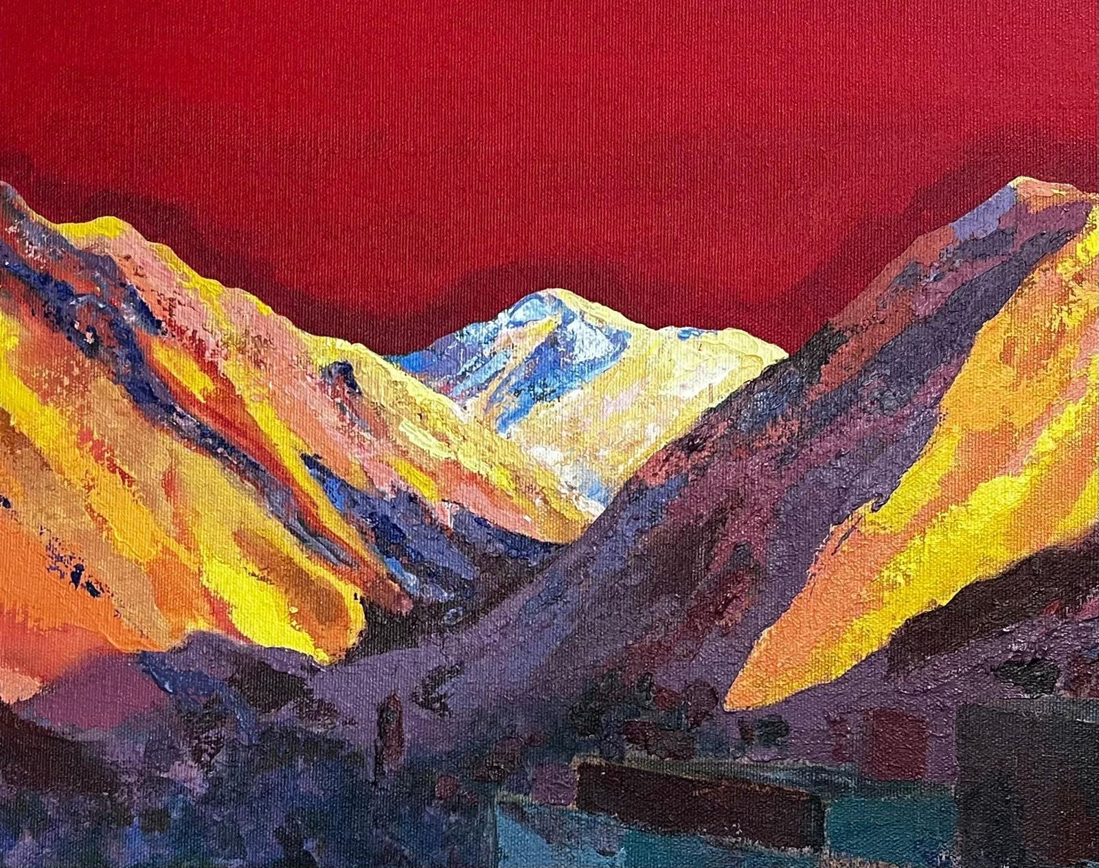 Minty Ramsey Atlas Mountains Morocco Original Acrylic On Canvas Vibrant Landscape Painting 2024 photo for sale
