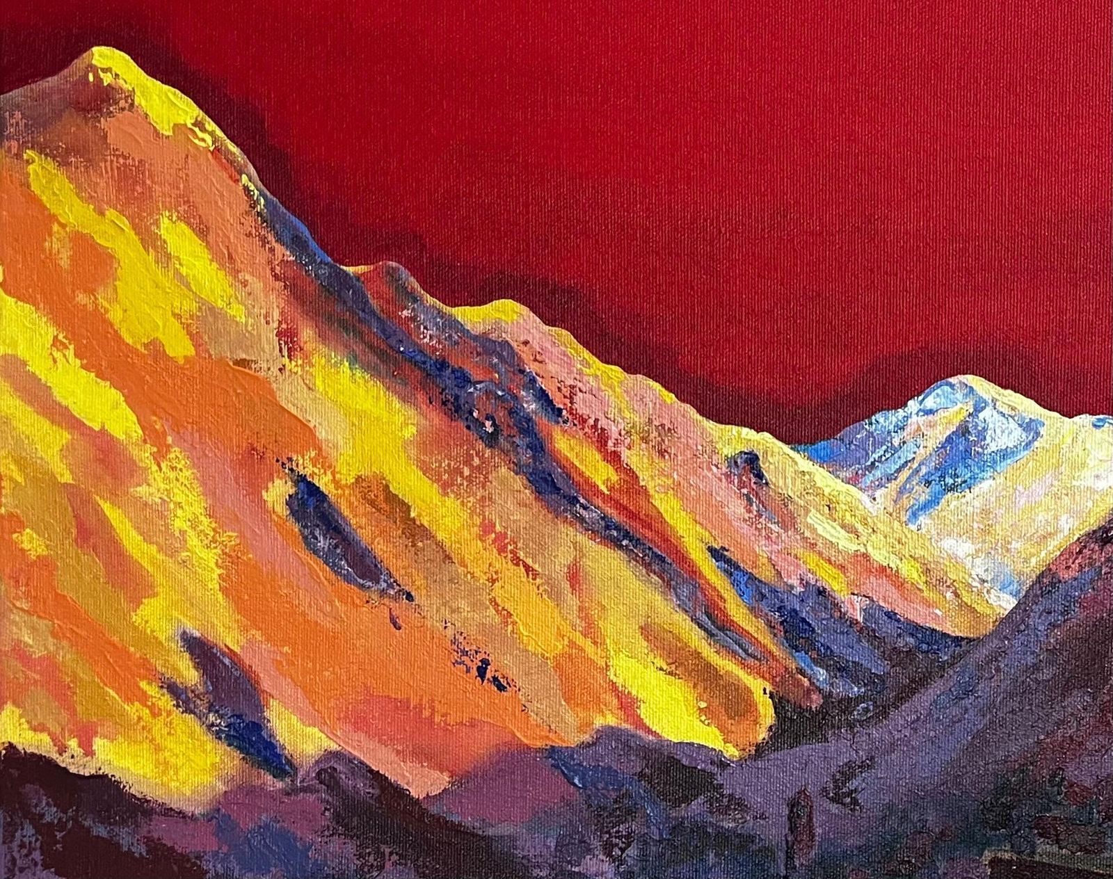 Minty Ramsey Atlas Mountains Morocco Original Acrylic On Canvas Vibrant Landscape Painting 2024 photo vinterior