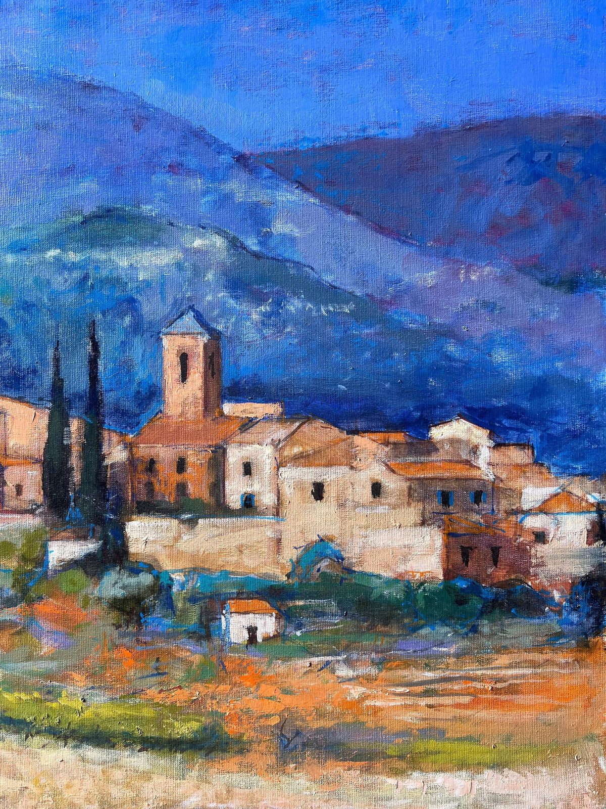 Pierre Neveu Huge French Post Impressionist Signed Oil Lourmarin Luberon Valley Provence photo for sale