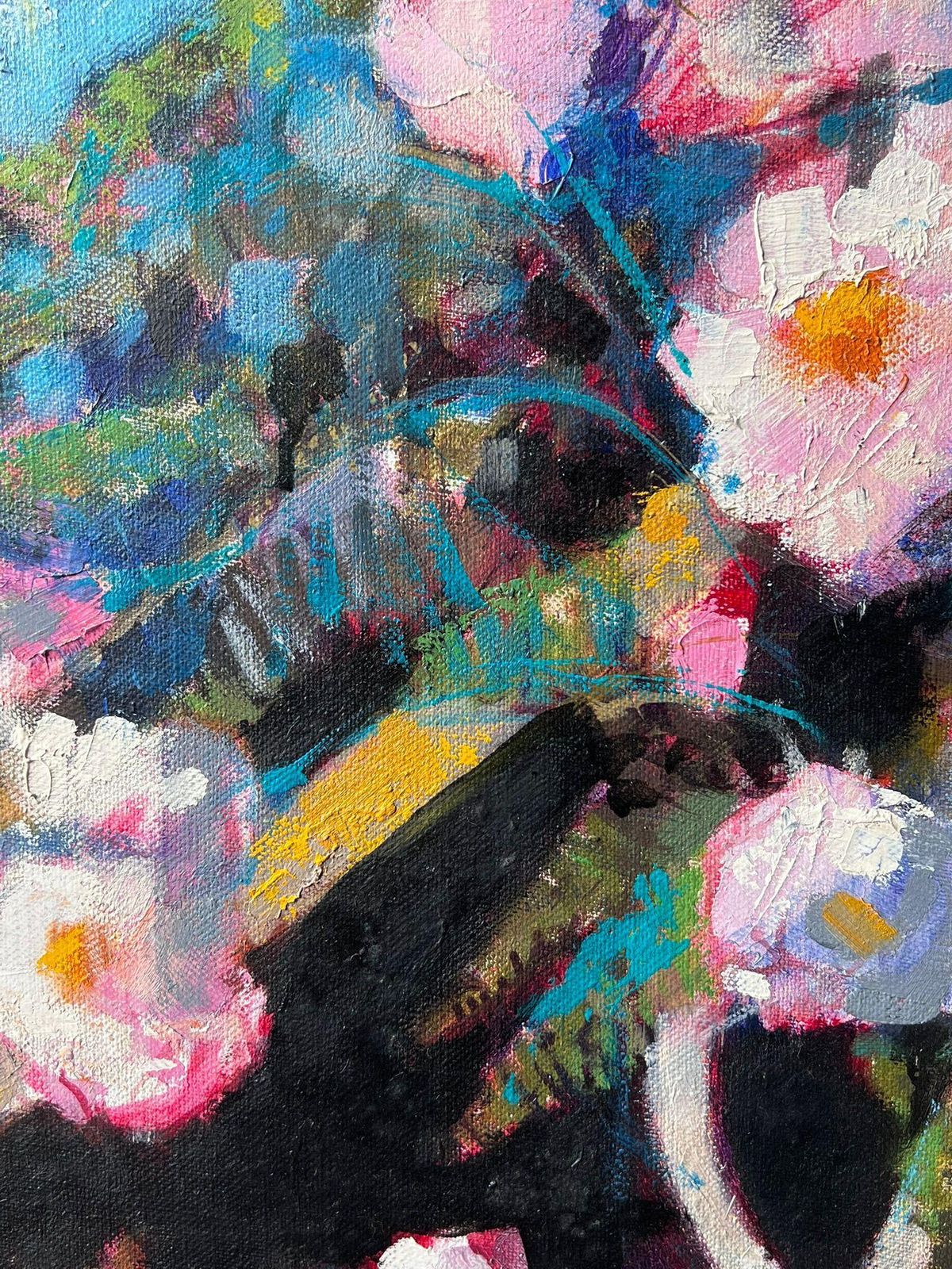 Pierre Neveu Large French Impressionist Signed Oil Painting Abundant Pink Flowers Still Life photo Art
