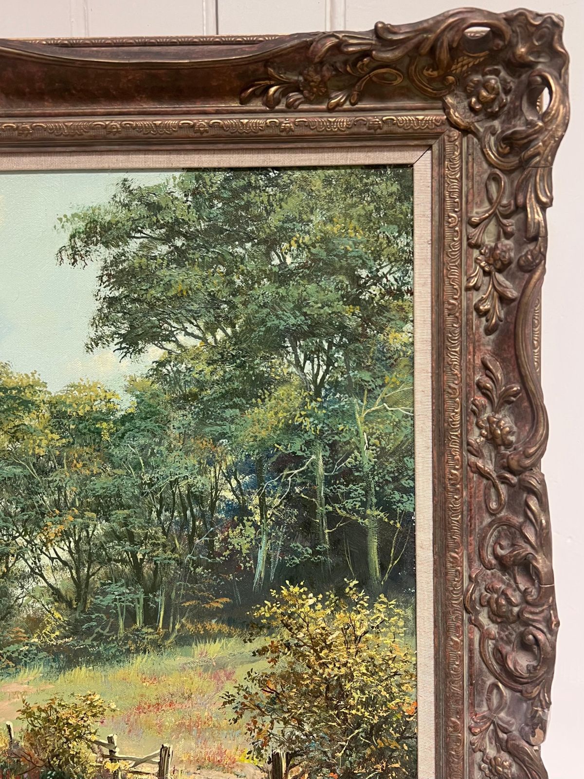 Don Vaughan Large Traditional English Summer River Landscape Oil Painting Harvest & Picnic photo for sale