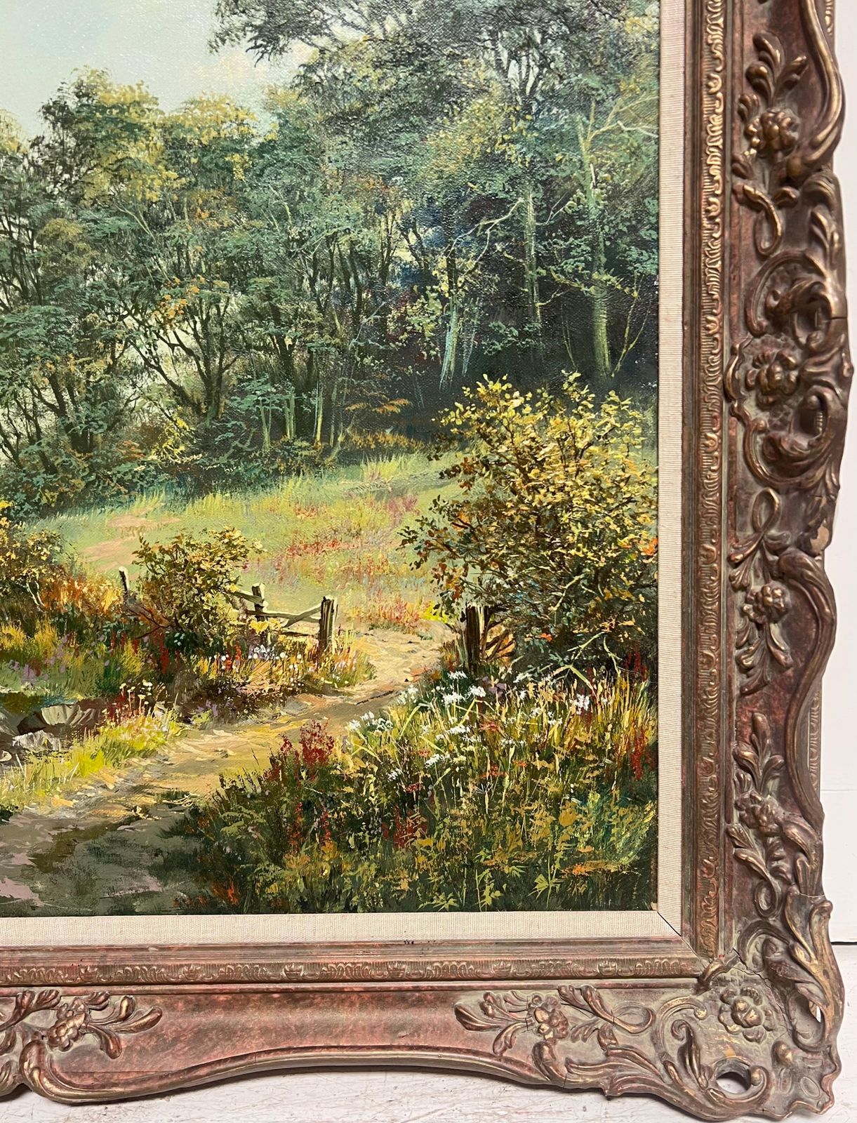 Don Vaughan Large Traditional English Summer River Landscape Oil Painting Harvest & Picnic photo Art