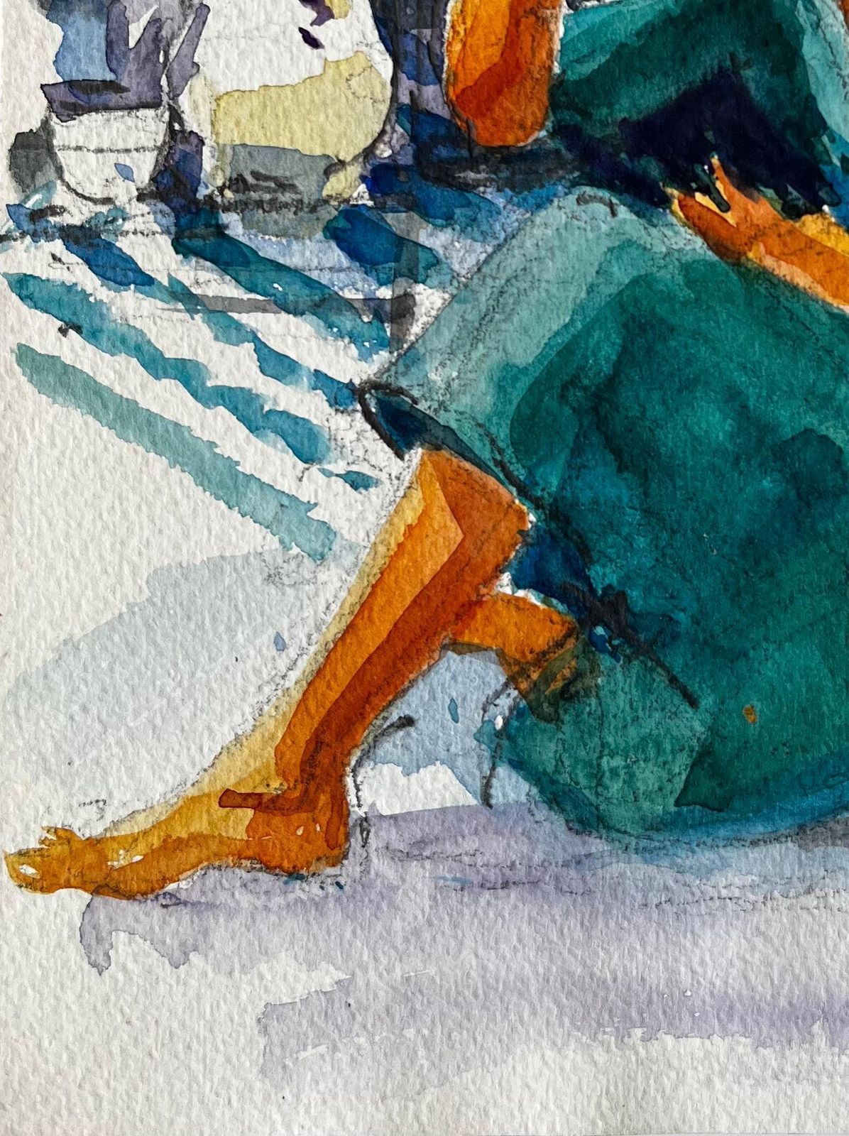 Pierre Neveu Woman Reading Indoors By Pierre Neveu French Watercolour Interior Scene Painting photo vinterior