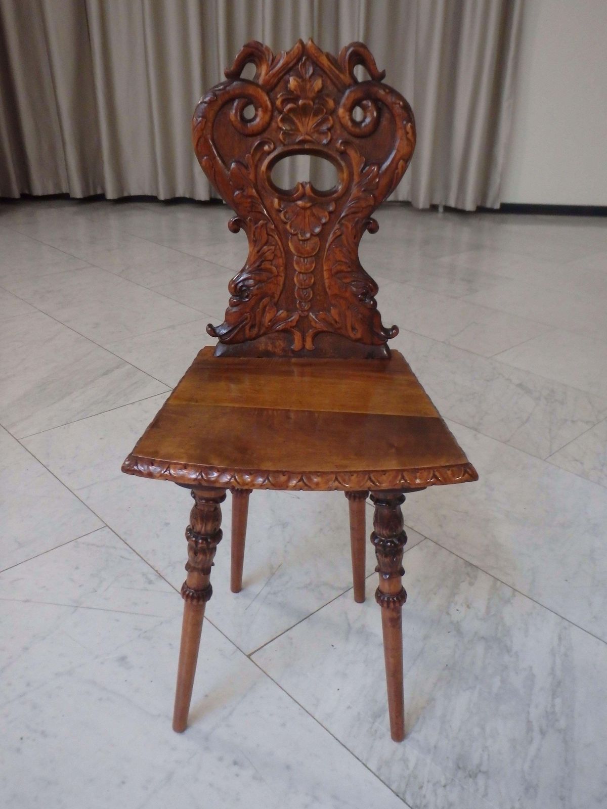 Pair Of 19th Century Brutalist Carved Wooden Chairs With Fabulous Creatures photo vintage