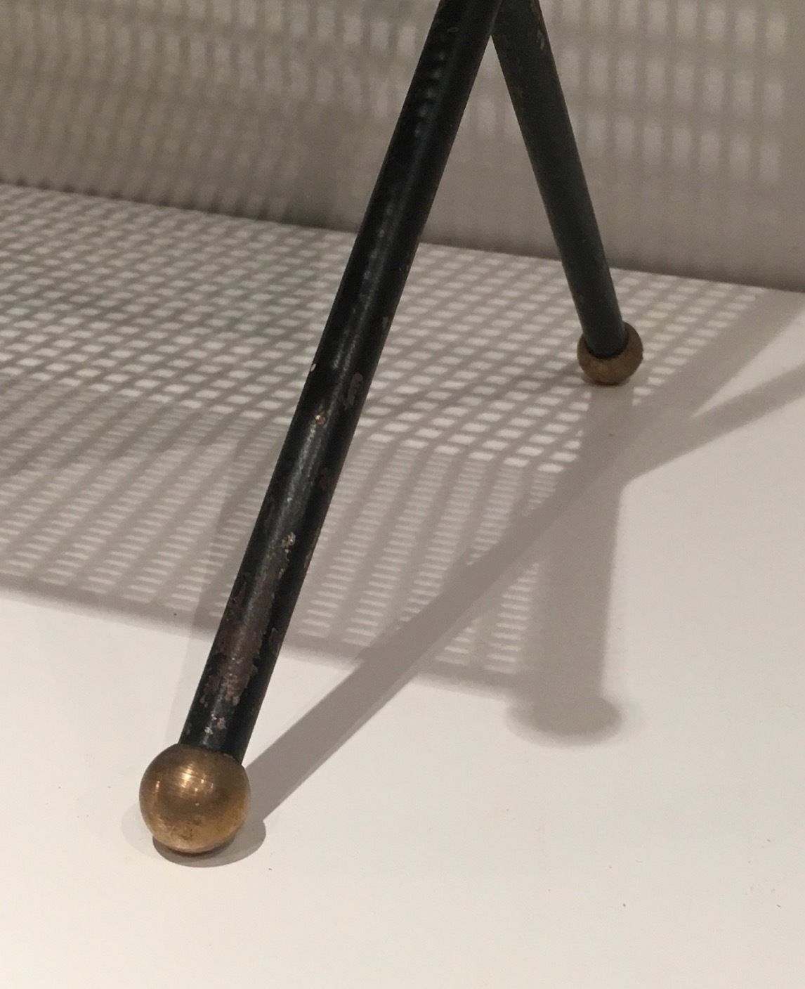 Design Magazine Rack In Black Lacquered Metal, Perforated Sheet Metal And Brass photo vintage