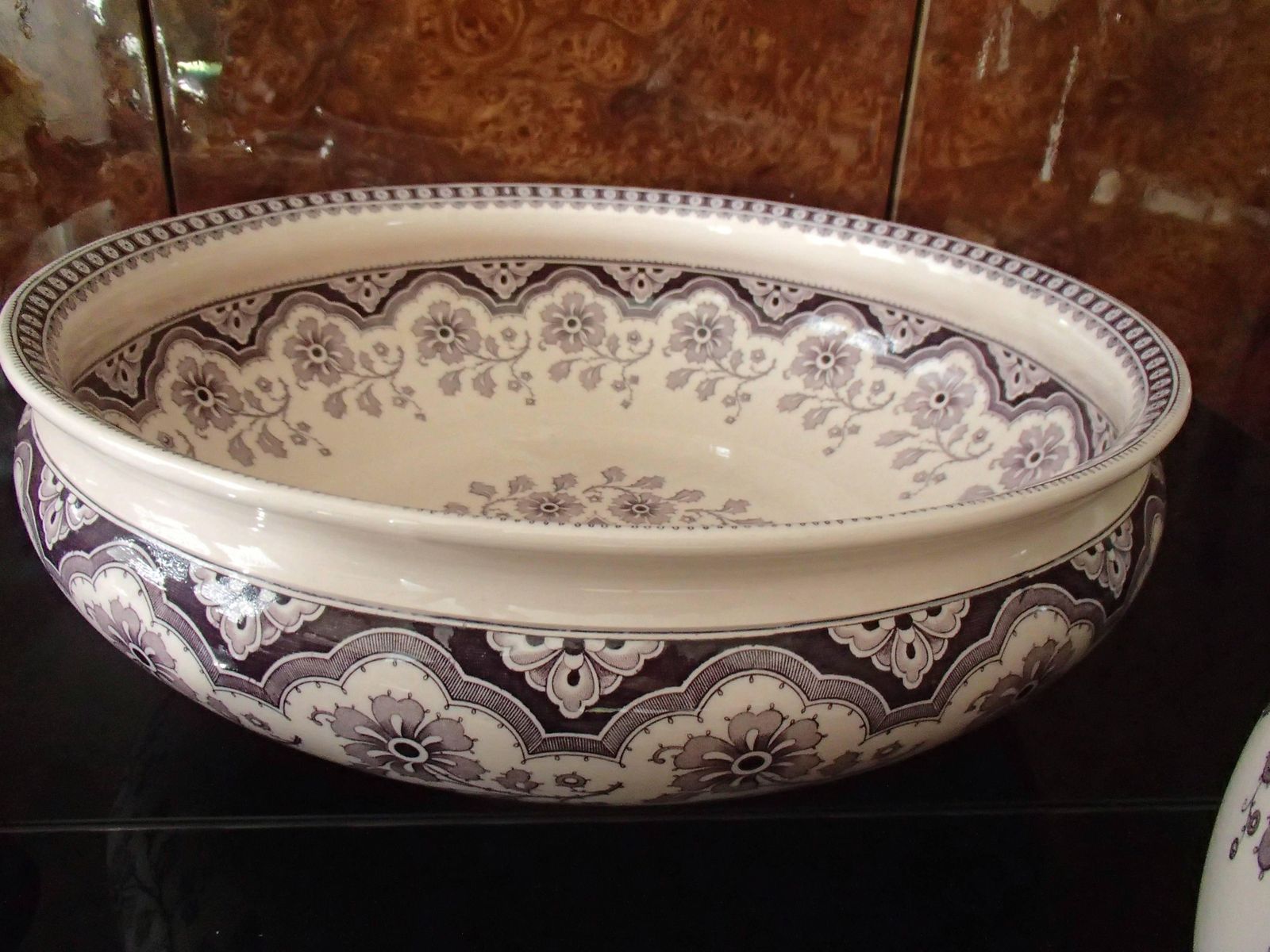 Four Pieces Pottery Chamber Set Pale Rose Violet "Malines" Sarrguemine photo furniture