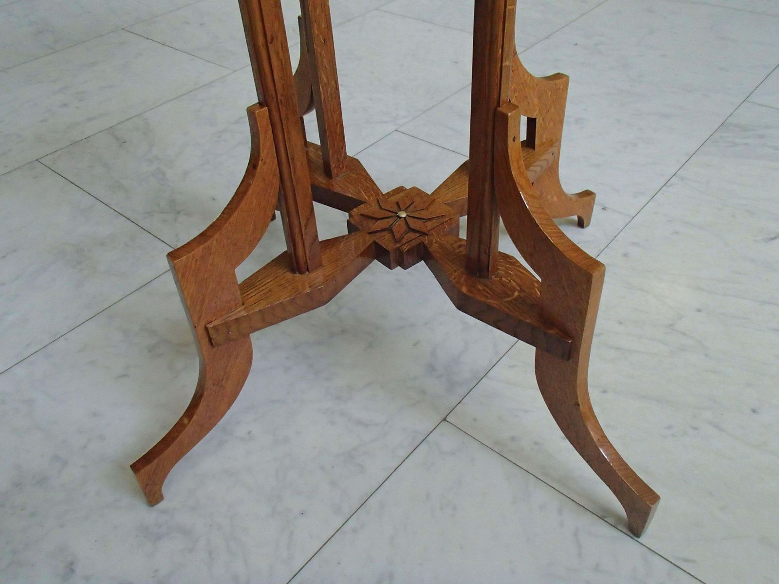Art Nouveau Oak Tall Pedestal Completely Restored photo vinterior