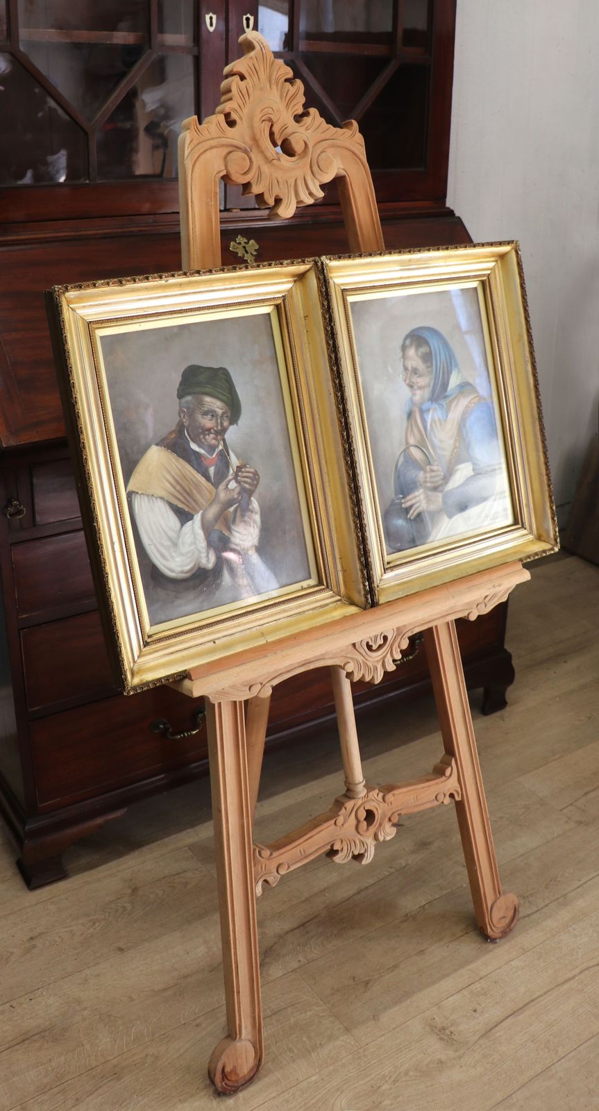 A Pair Of Absolutely Charming Oil Painting Portraits Of An Elderly Couple By Italian Artist Ferruccio Vitale photo furniture