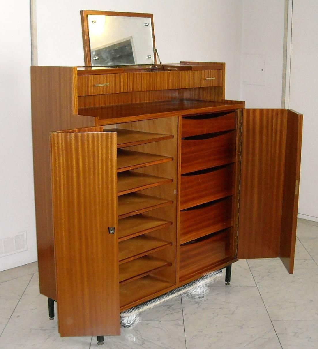 Mid Century Full Mahogany Gentlemen Dresser "Homme Debout" photo vintage