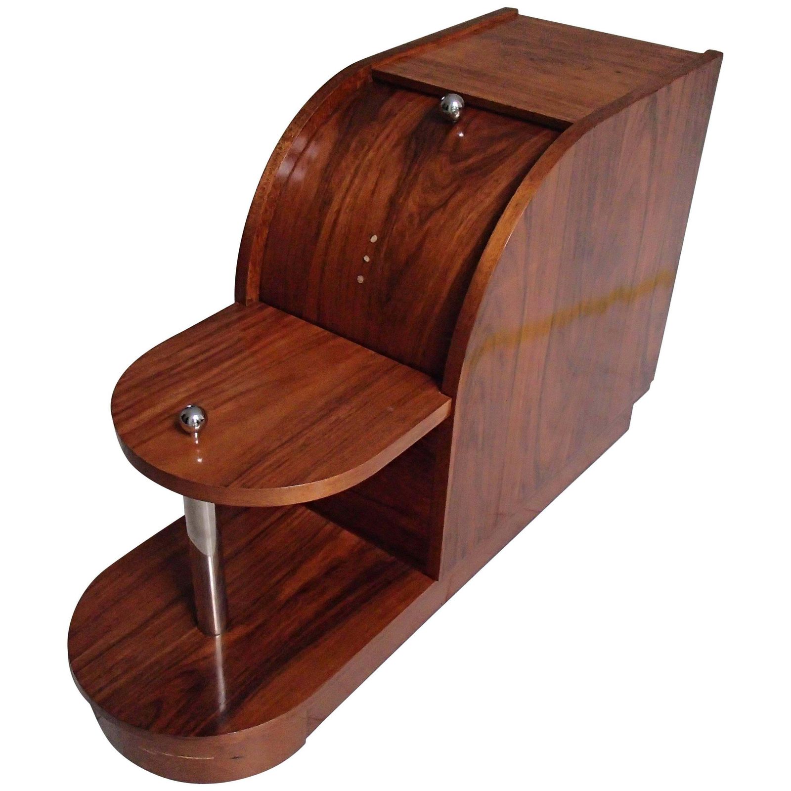 Art Deco Rosewood Bar With Mother Of Pearl Inlays And Chrome Elements