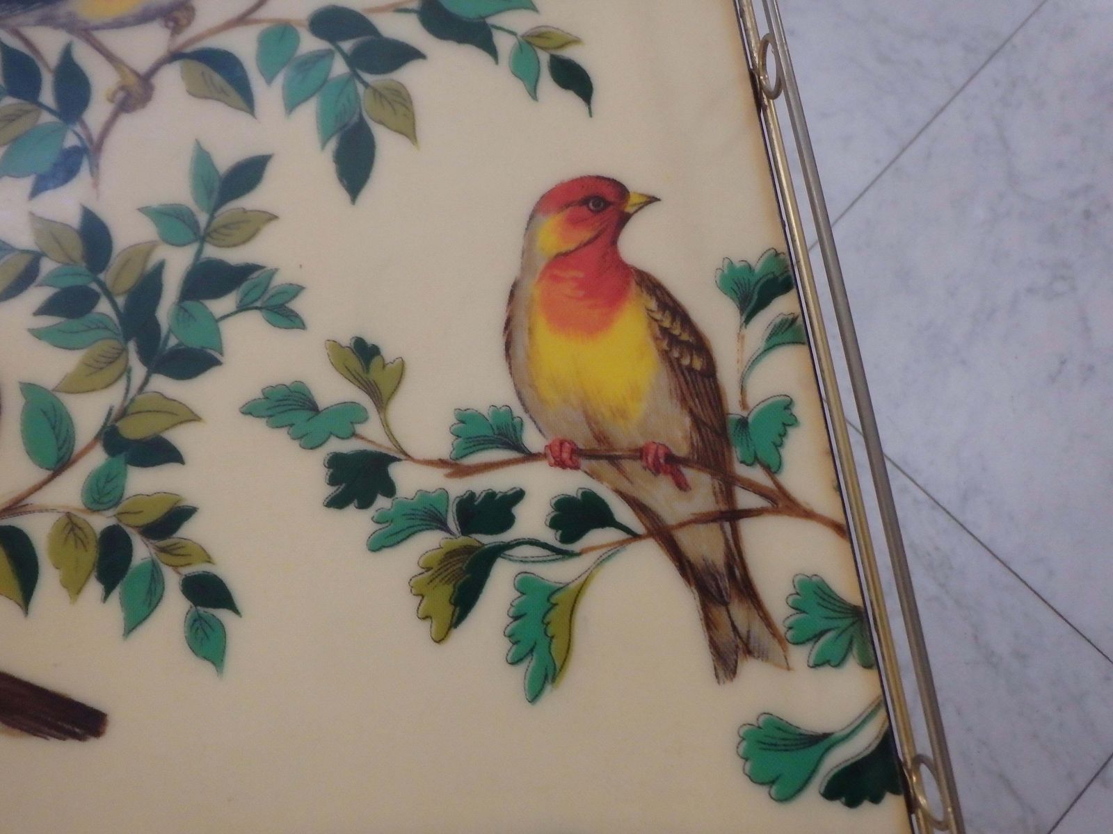 photo furniture 1950thies Bar Cart On 3 Wheels With Beautiful Birds On The Shelf's