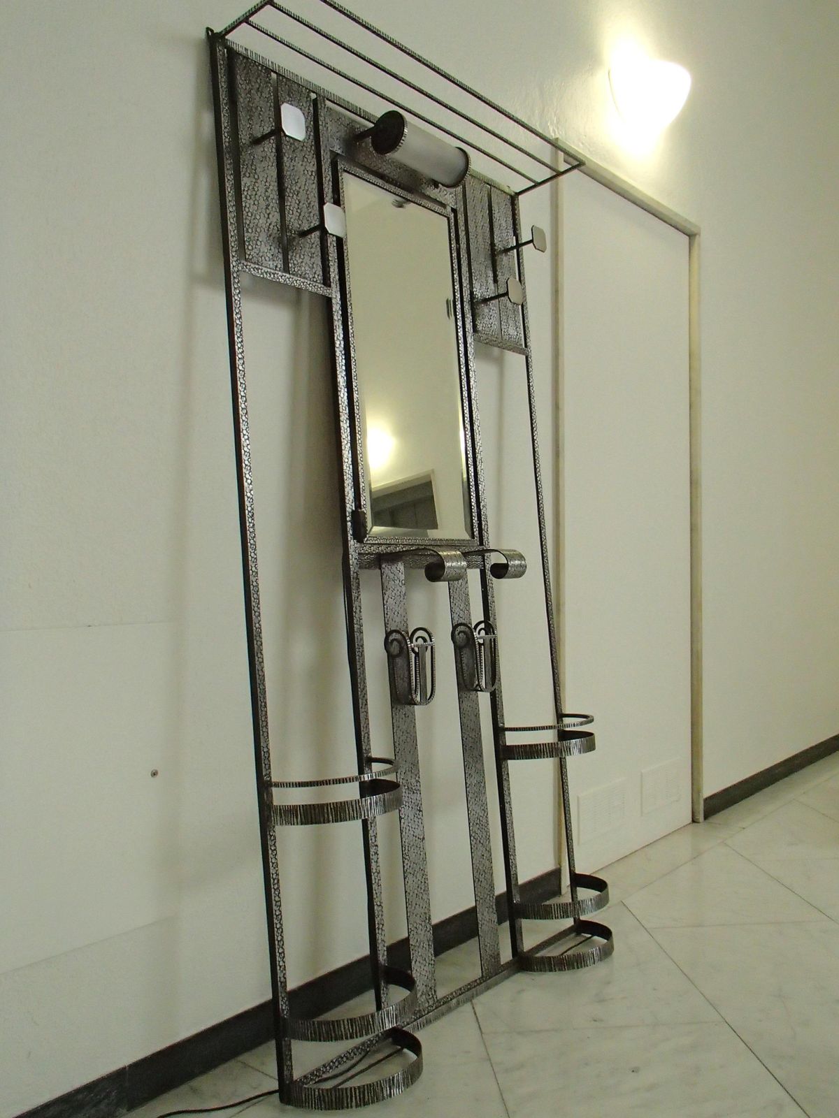 Art Deco Wrouth Iron Wardrobe With Mirror And Light photo furniture