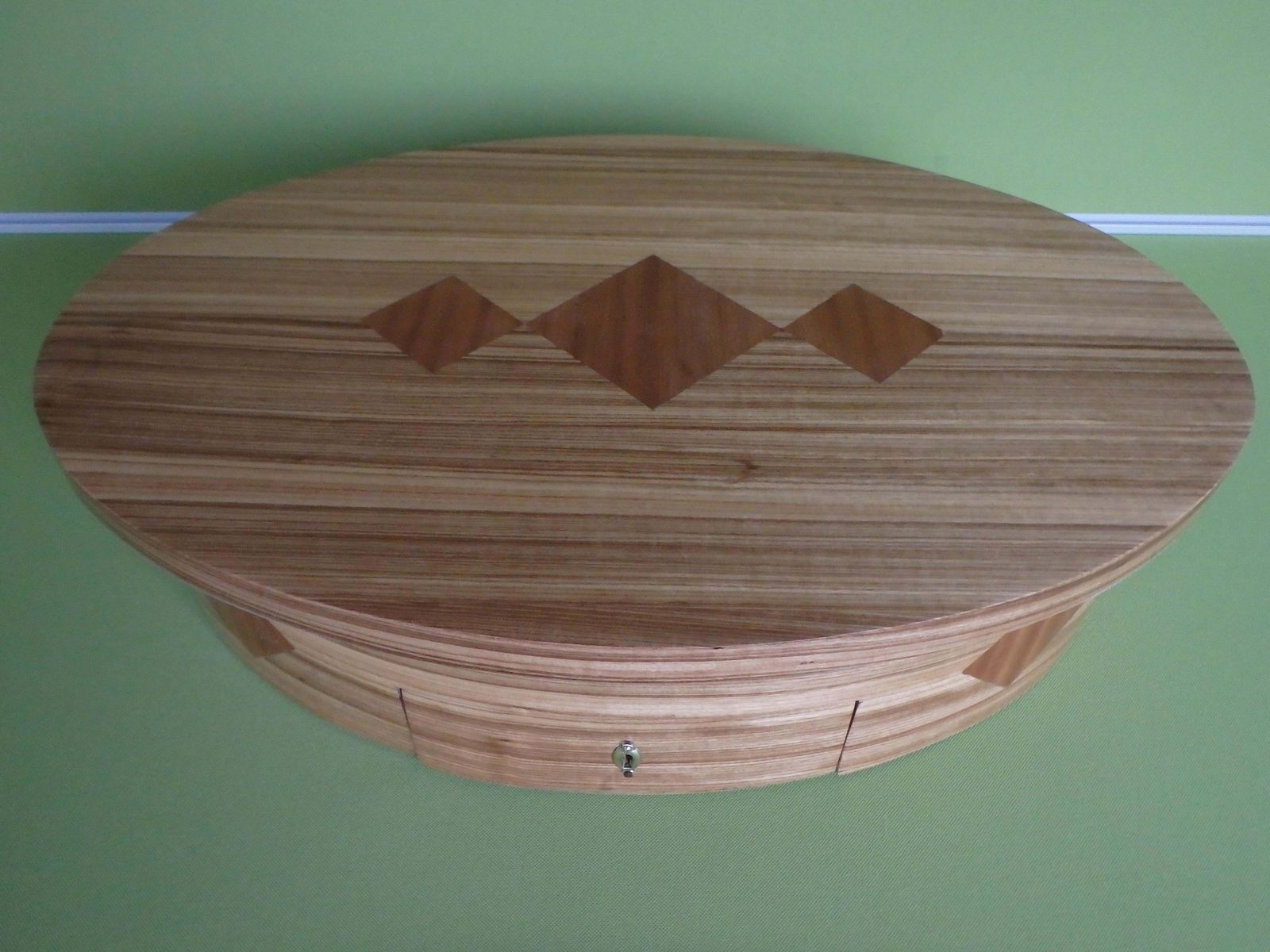 Huge Wooden  Jewelry Or Make Up Box With Oval Mirror For The Dressing Table photo for sale