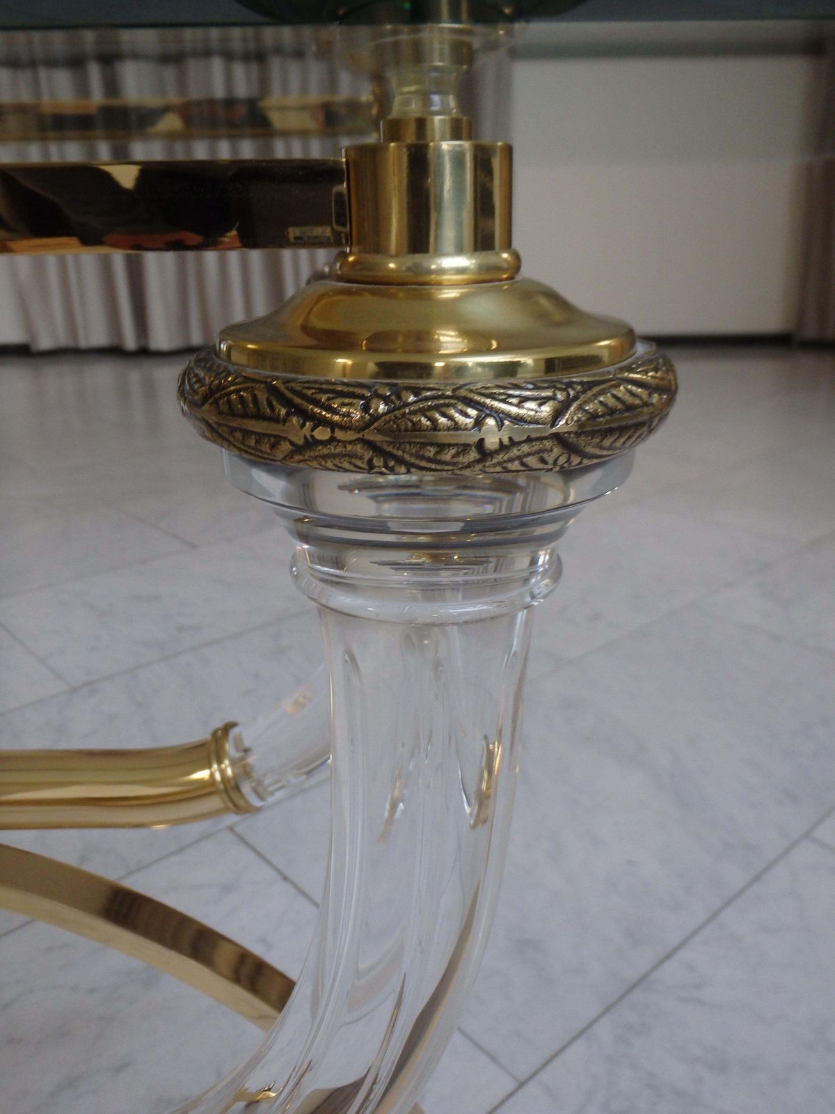 Sophisticated Console Brass And Plexiglass With Cut Glass Top By Gianni Versace photo 3323.0