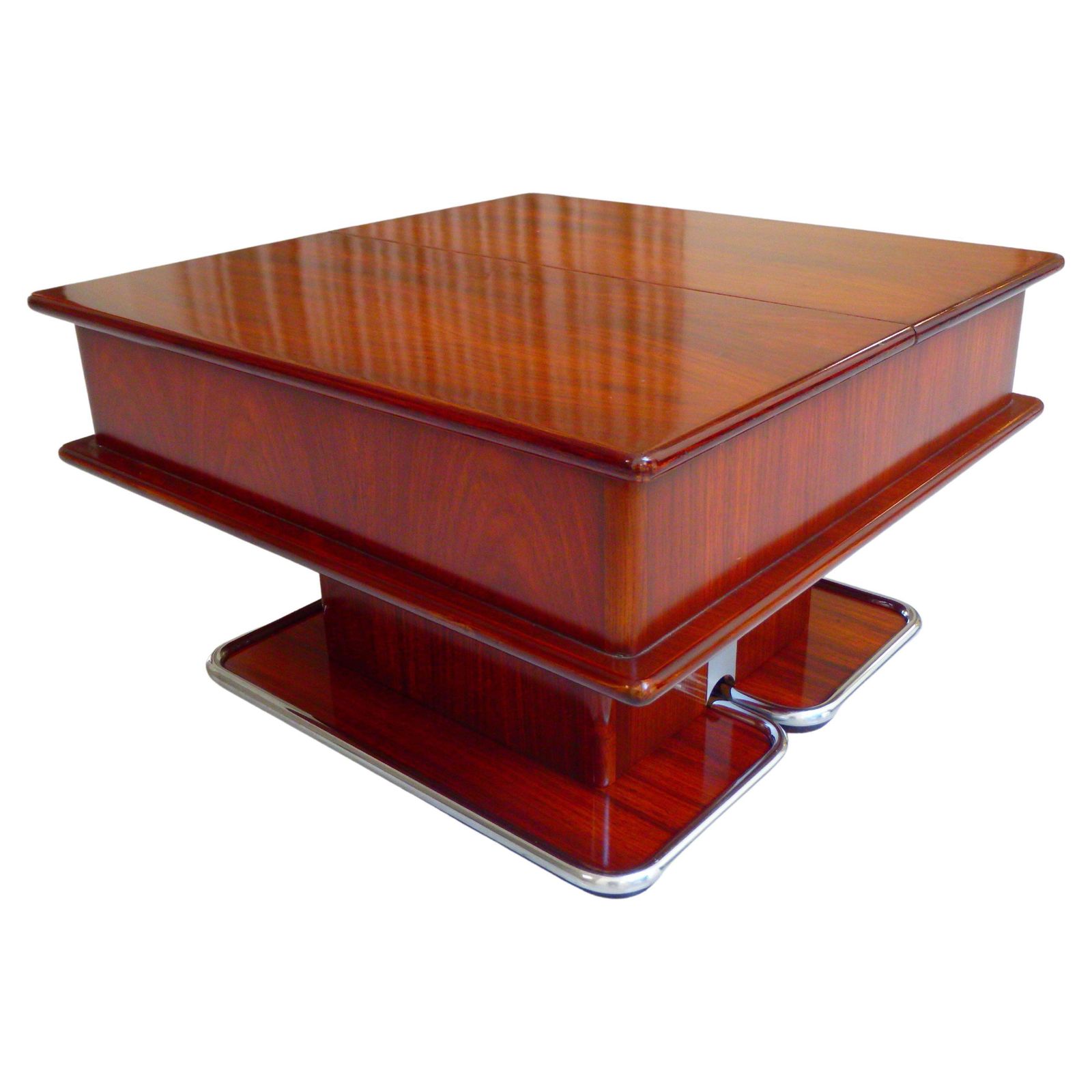 1960this Bar Table With Opening For Bottles And Glasses On Wheels With Chrome