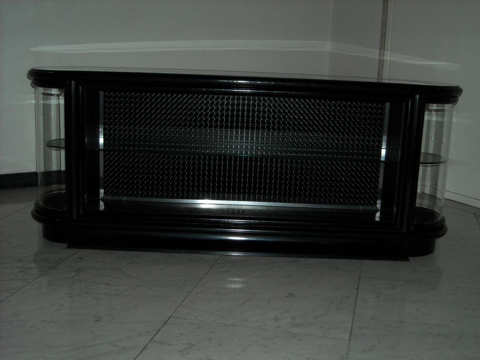 Art Deco Black Vitrine Or Low Board With Around Edges Glass Top photo furniture
