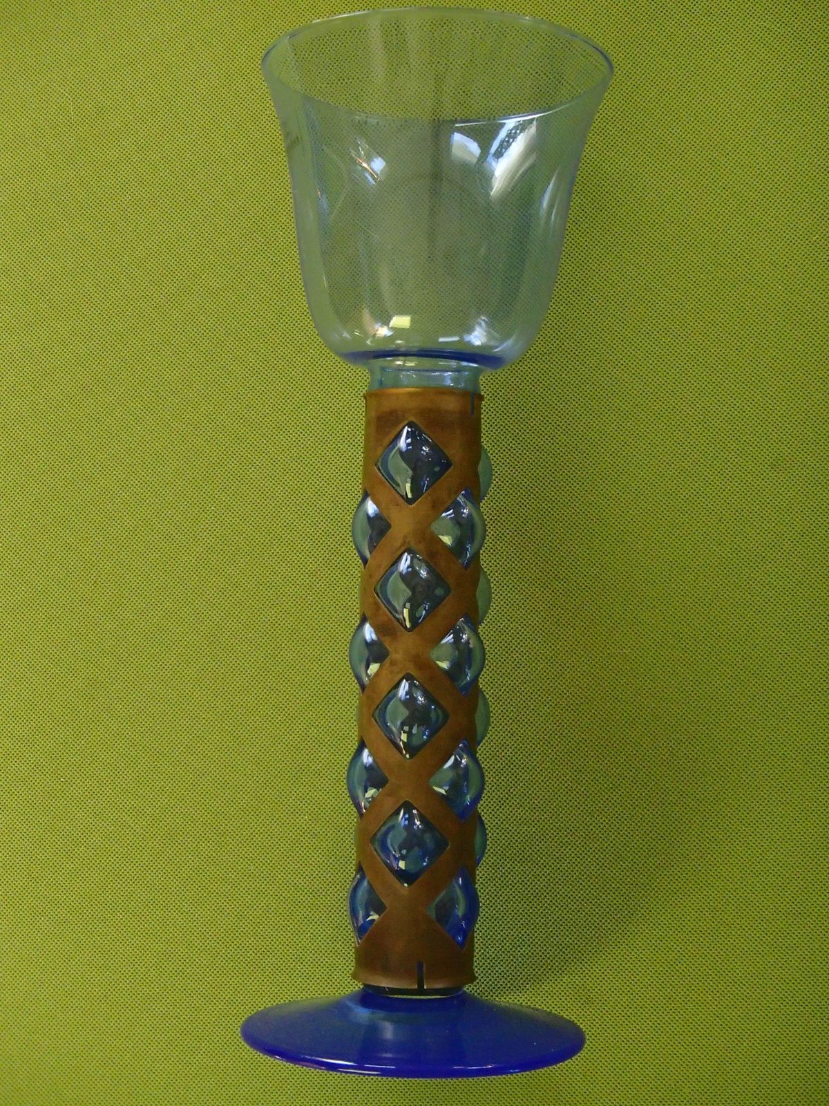 Pair Candlelight Holder Cobalt Blue Glass And Brass By Villeroy & Boch photo vintage