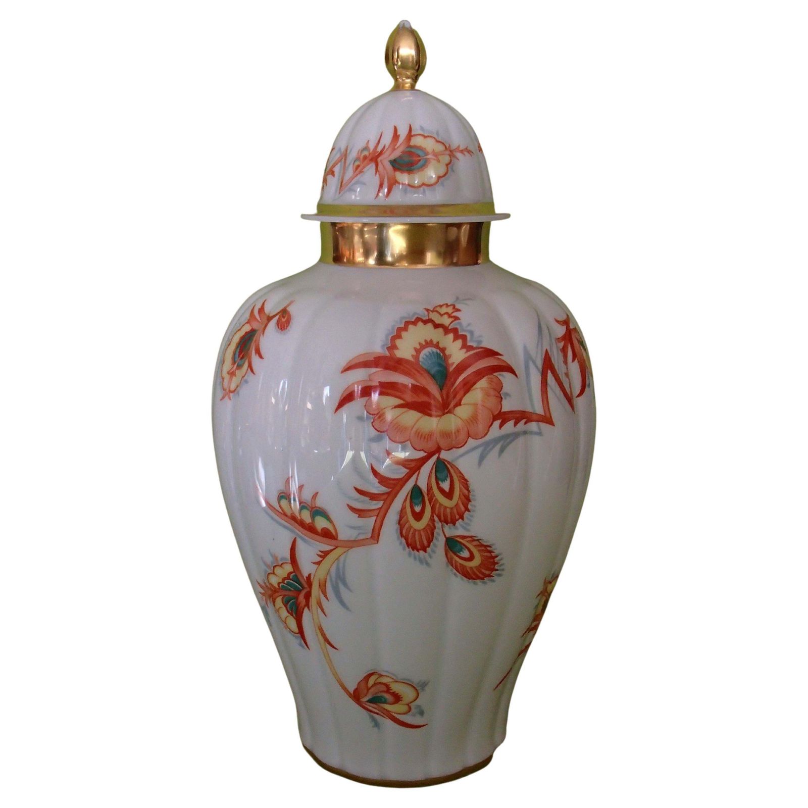 Art Deco Porcelain Vase With Lid By Thomas Bavaria With Cubistic Flowers