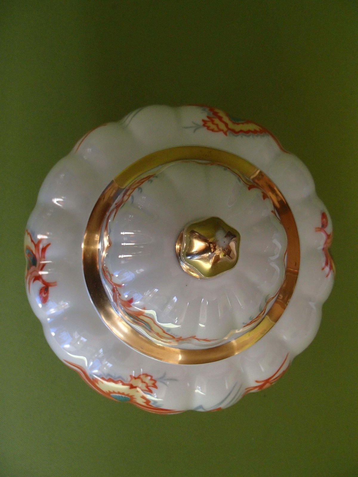 Art Deco Porcelain Vase With Lid By Thomas Bavaria With Cubistic Flowers photo vintage