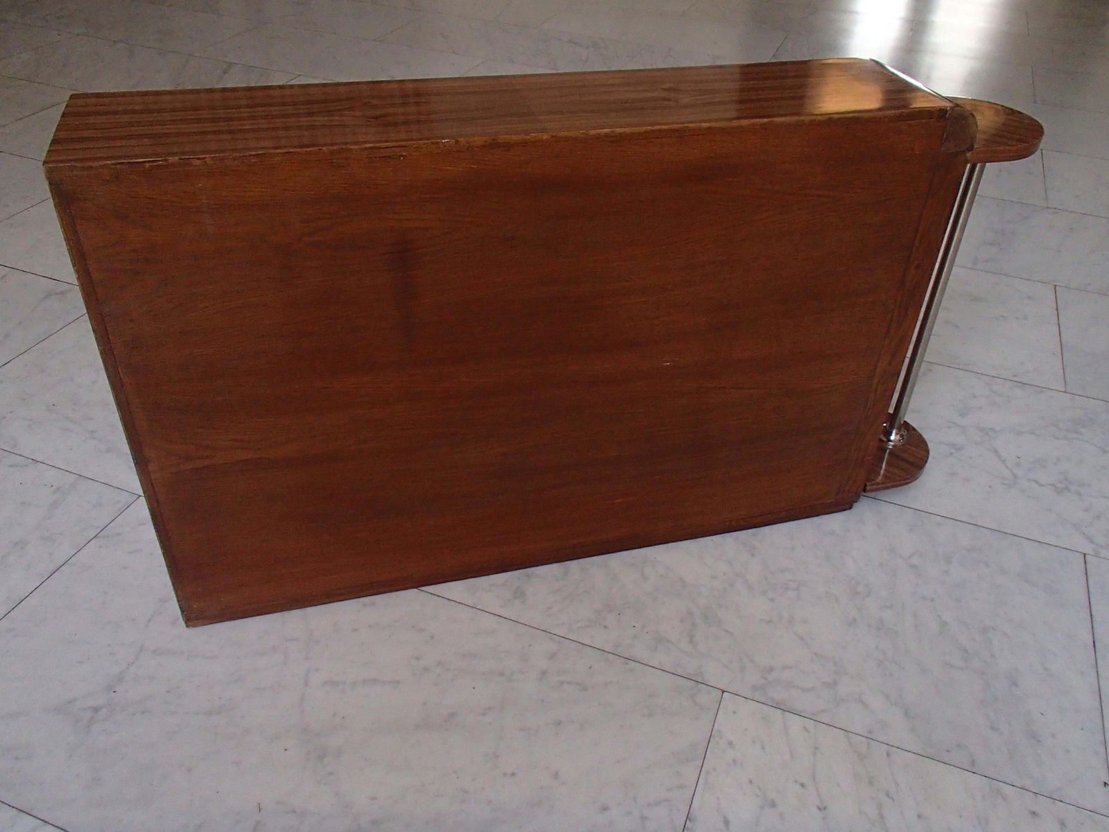 photo buy Art Deco Narrow Bar With 2 Doors And Bottle Compartment Walnut And Chrome