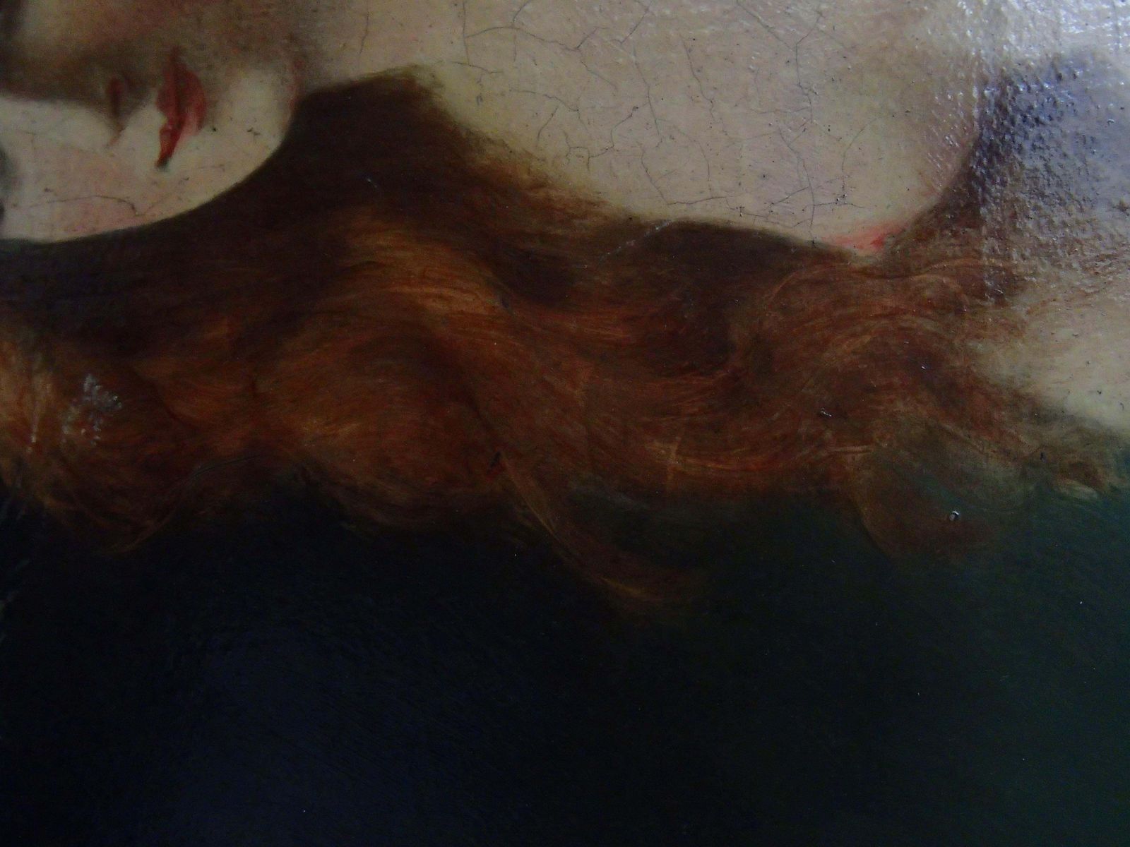 photo furniture 19th Century Oil On Canvas Painting Young Lady With Red Hair Half Nude